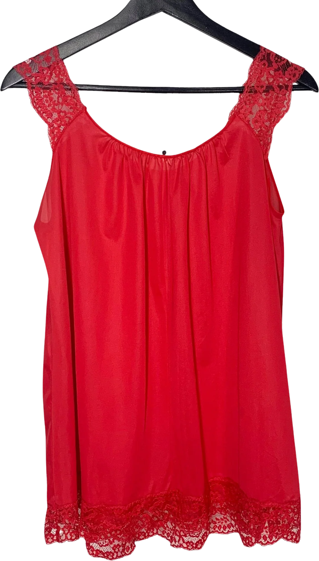 Vintage 60s Van Raalte Red Lace Nylon Babydoll Nightgown by Van Raalte