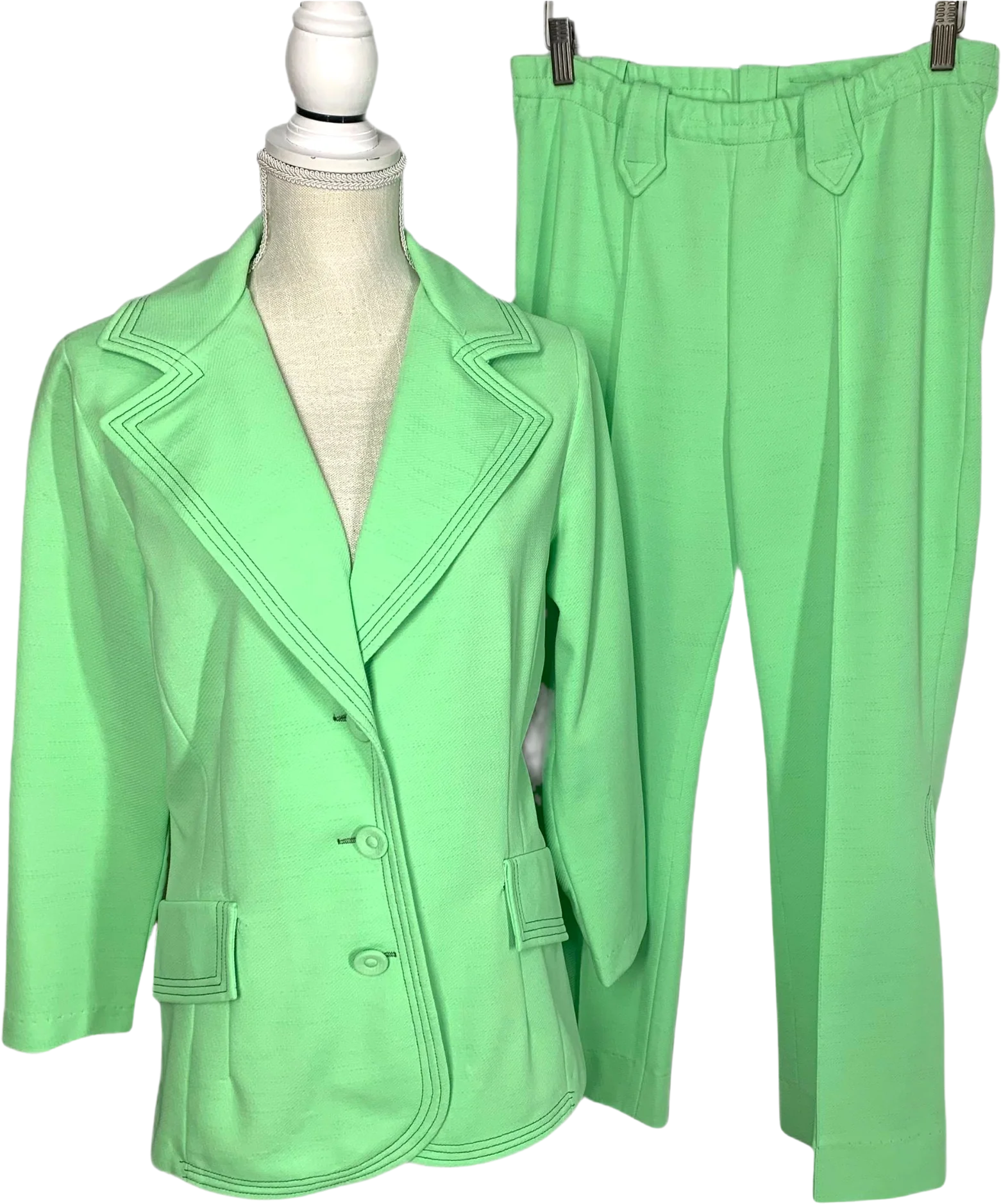Vintage 60s Western Heritage Green Blazer Pant Suit Medium by Western Heritage