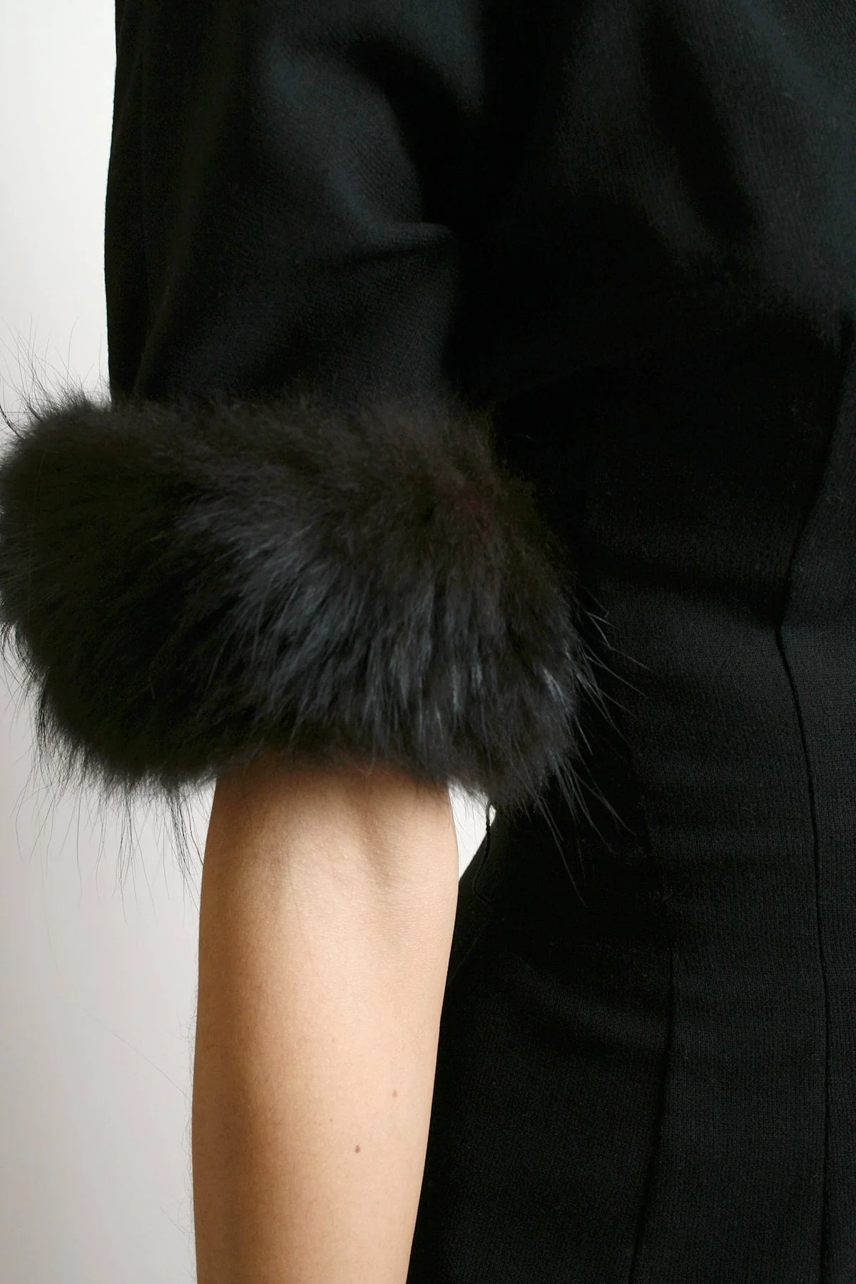 Vintage 60s Wiggle Dress Fur Trimmed Cuffs Black Cocktail Party Evening Hourglass Figure Bombshell Dress Small Xs - Image 7