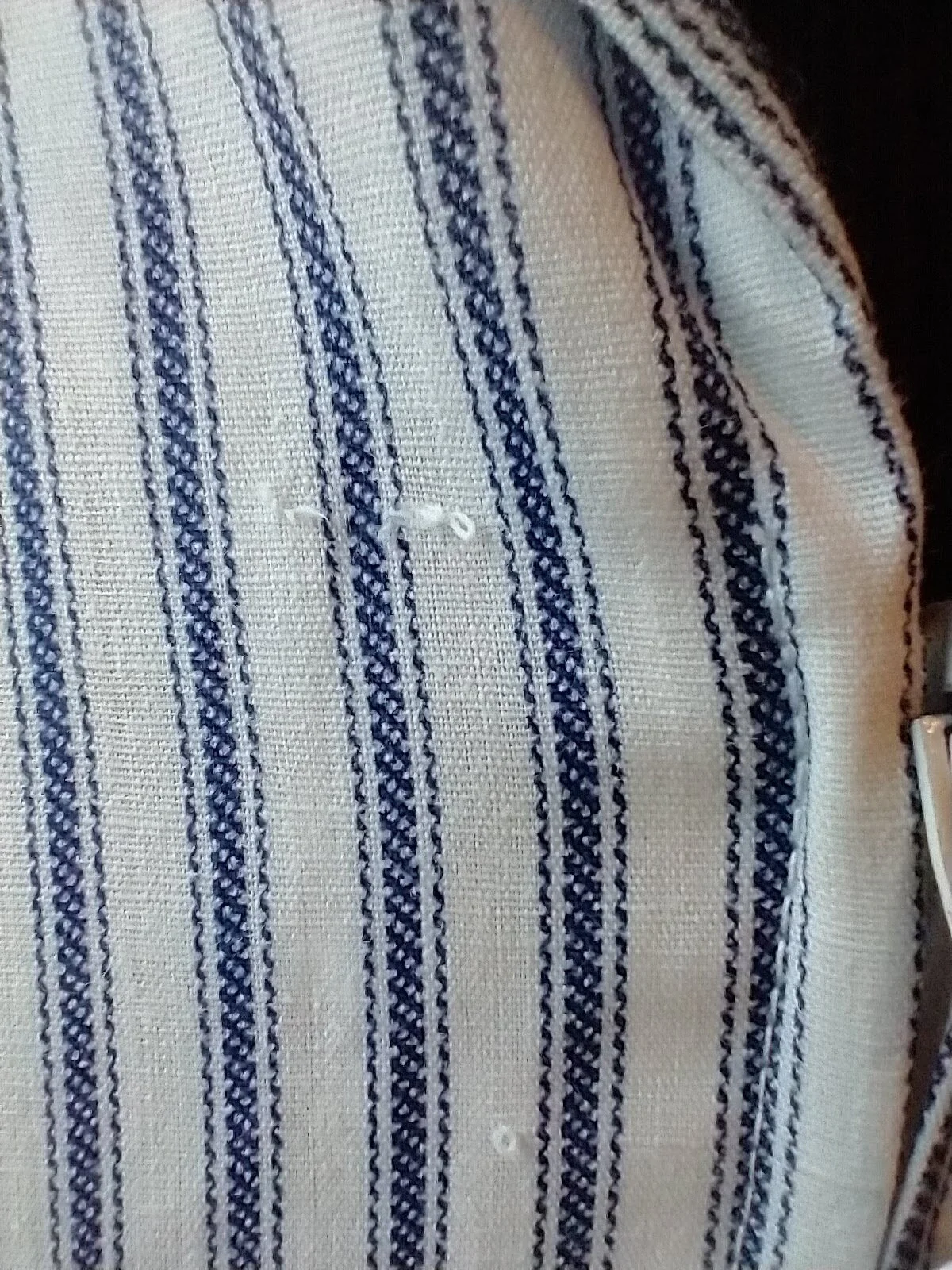 Vintage 60s Women's Shift Blue and White Stripe Cotton/rayon House Dress Zipper Pull Women's Medium To Large Union Label by Sears - Image 9