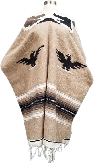 Vintage 60s Wool American Double Thunderbird Eagle Serape Jorongo Poncho