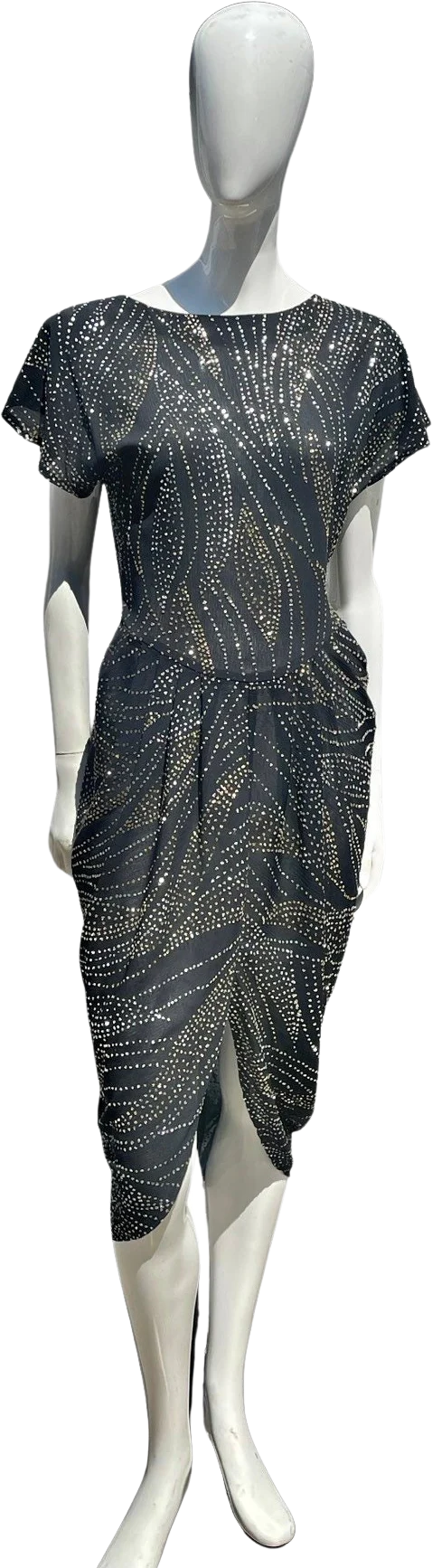 Vintage 70-80s Disco Party Shimmering Cocktail Dress Hearts Size Large Neo Deco Glam Dress by Hearts