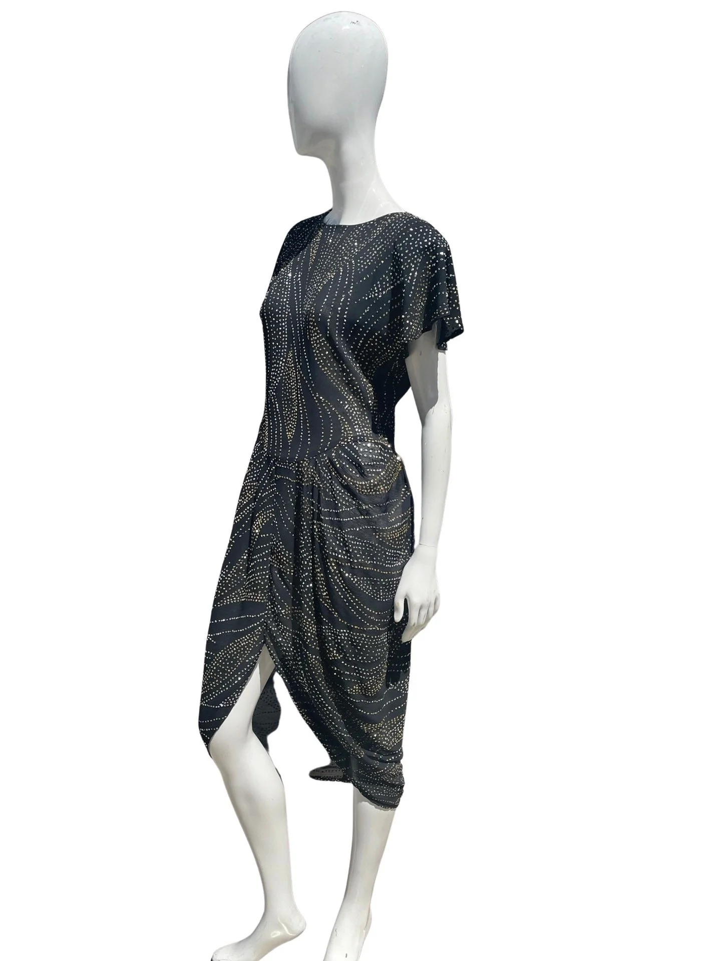 Vintage 70-80s Disco Party Shimmering Cocktail Dress Hearts Size Large Neo Deco Glam Dress by Hearts - Image 4