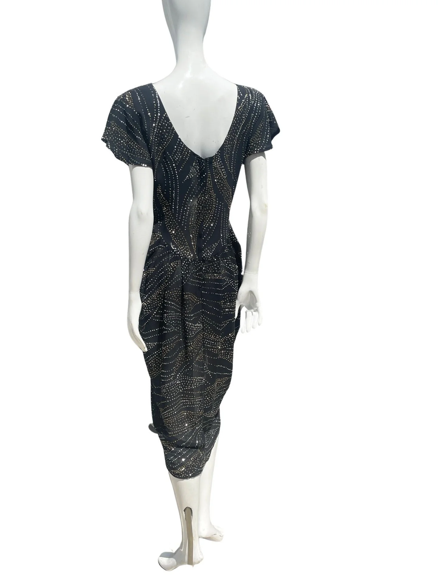 Vintage 70-80s Disco Party Shimmering Cocktail Dress Hearts Size Large Neo Deco Glam Dress by Hearts - Image 5