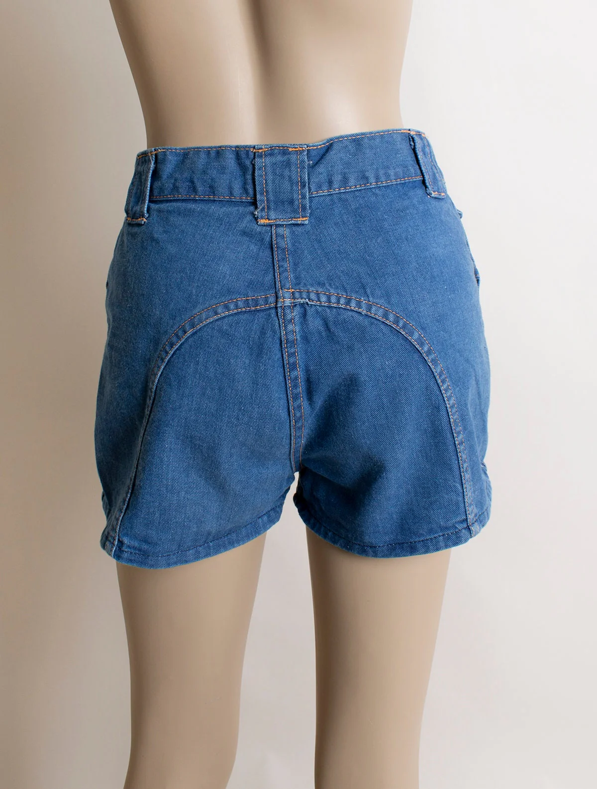 Vintage 70s 80s Denim Jean Shorts - Front Flap Pockets - Back Rainbow Arch Stitch - 70s Style - Eleda Small Medium 28" Waist by Eleda - Image 2