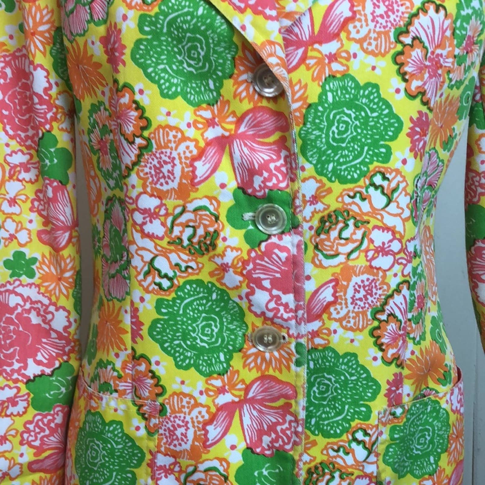 Vintage 70s 80s Lightweight Cotton Blazer Medium - Image 5