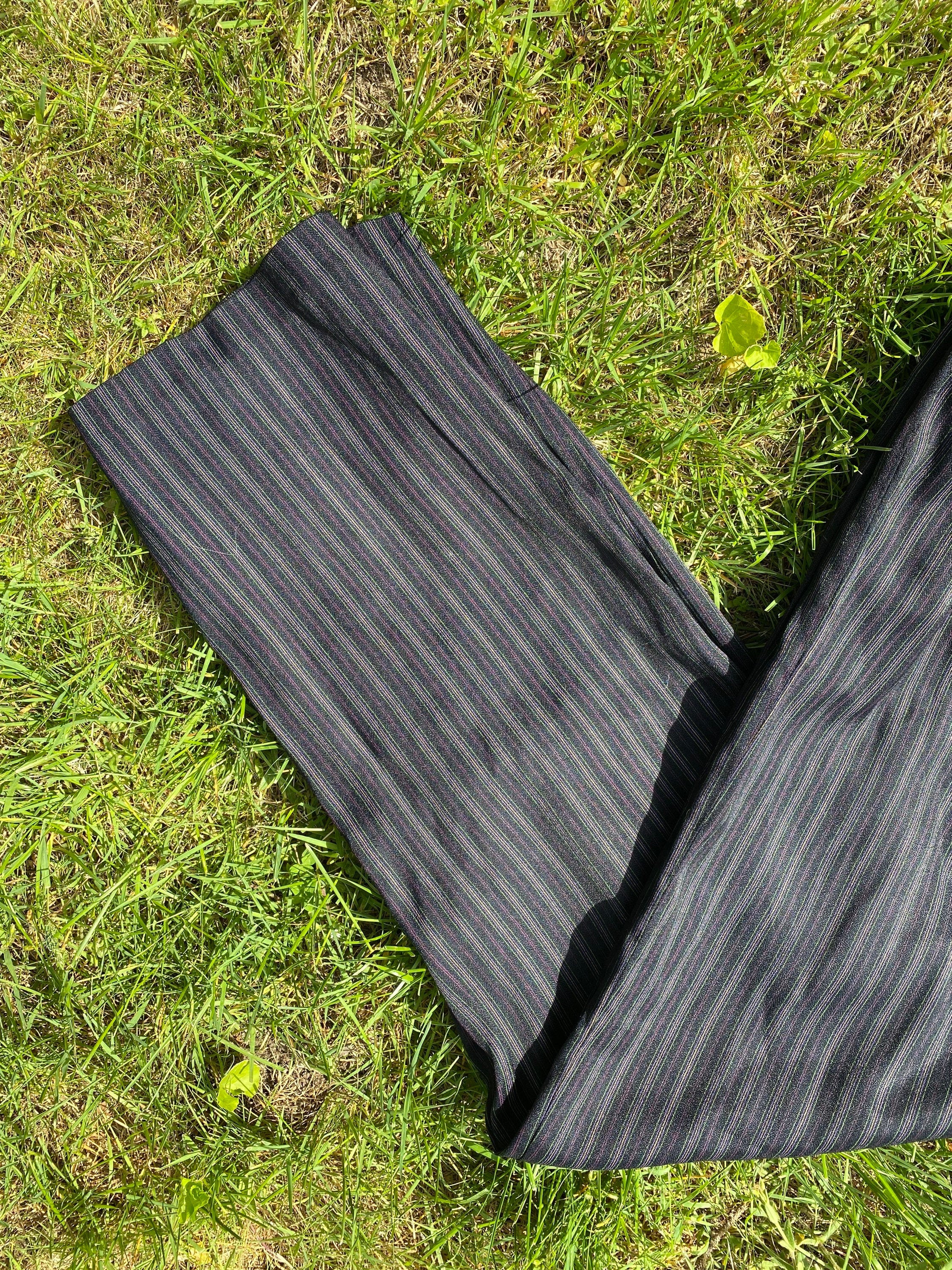 Vintage 70s 80s Lot Tag Black Neon Striped High Waisted Pants Size Small Medium - Image 3