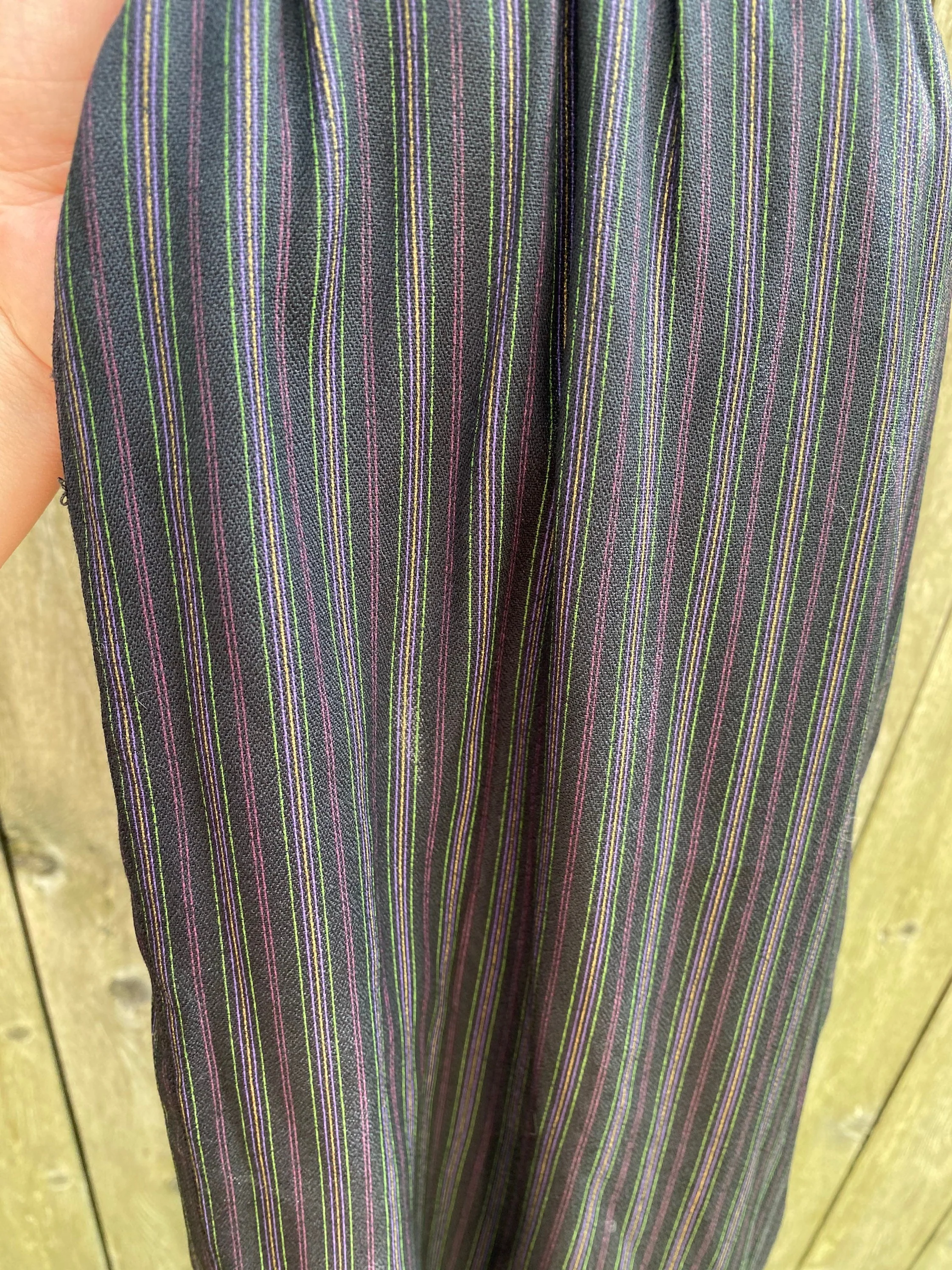 Vintage 70s 80s Lot Tag Black Neon Striped High Waisted Pants Size Small Medium - Image 4