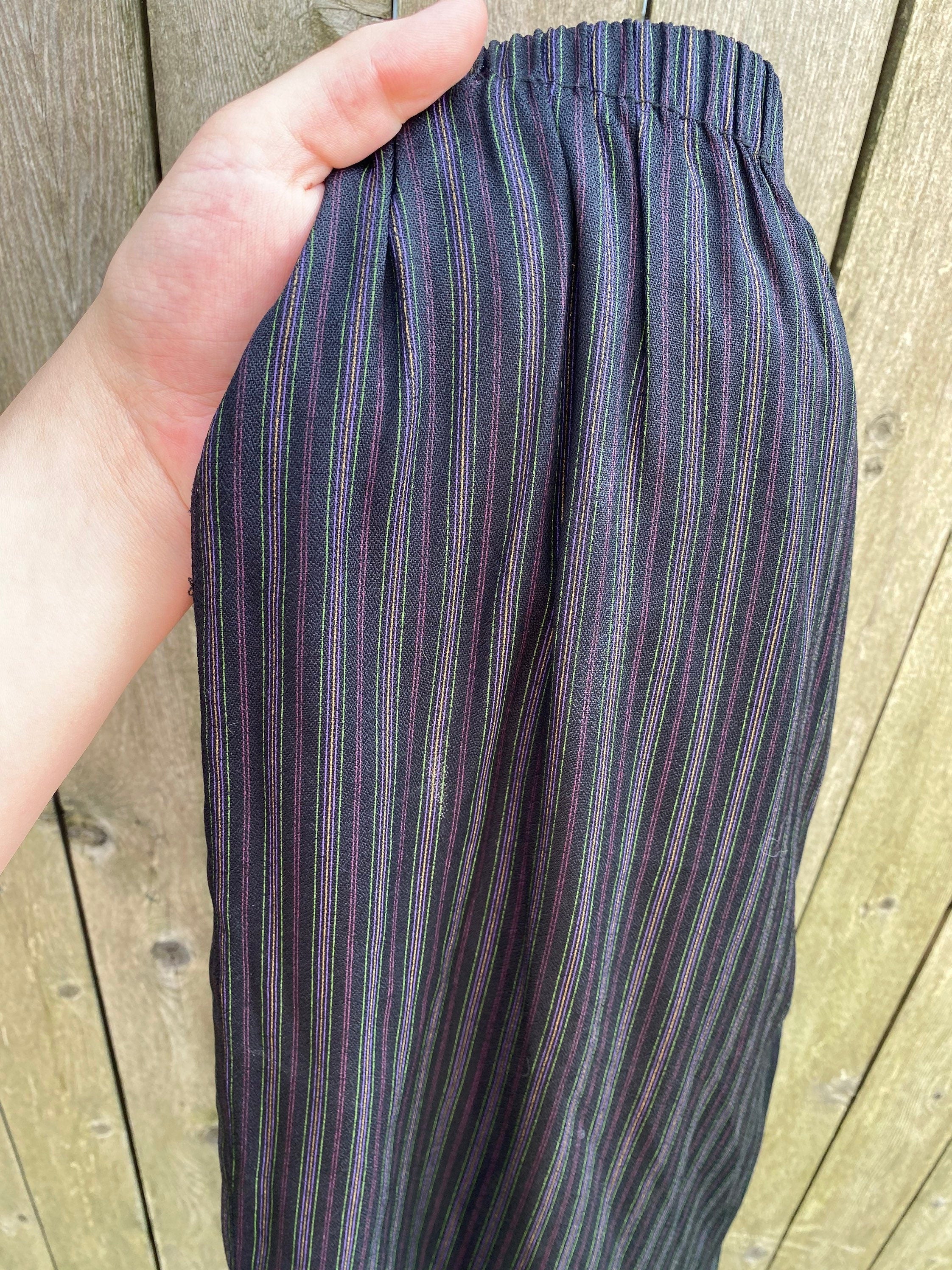 Vintage 70s 80s Lot Tag Black Neon Striped High Waisted Pants Size Small Medium - Image 5