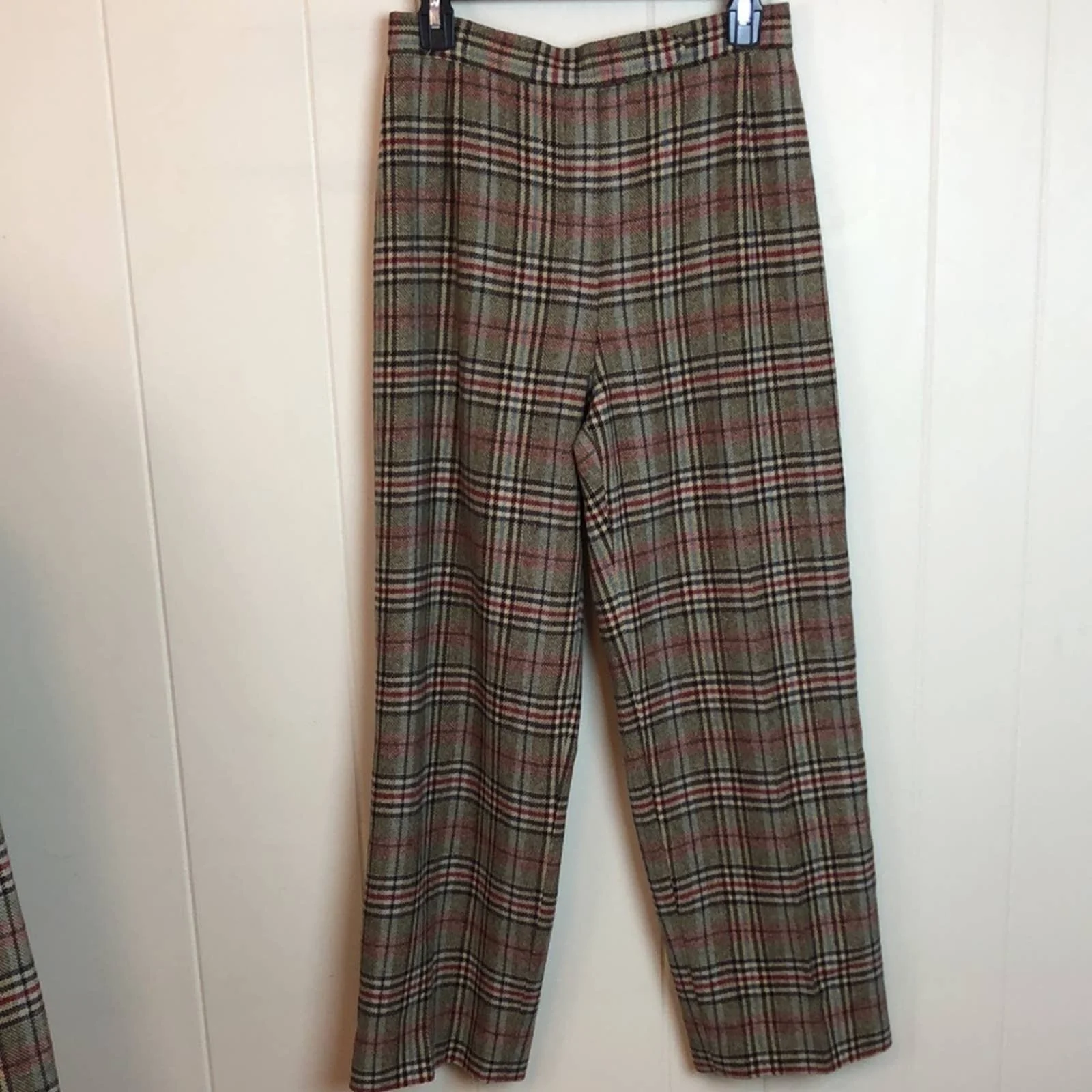 Vintage 70s 80s Plaid Wool High Waist Pantsuit Medium 2pc Classic Career Suit by Evan Picone - Image 2