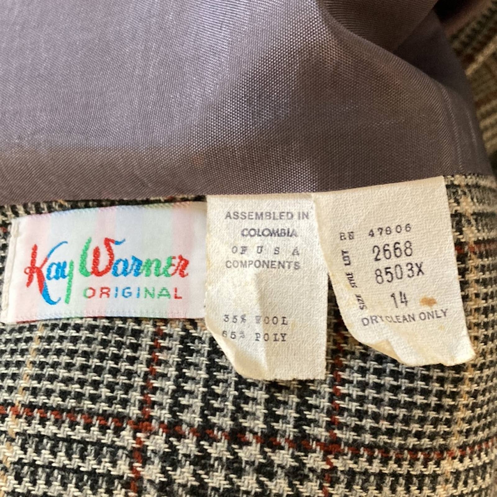 Vintage 70s 80s Plaid Wool Structured Blazer Medium Tailored Career Suit Jacket by Kay Warner - Image 6