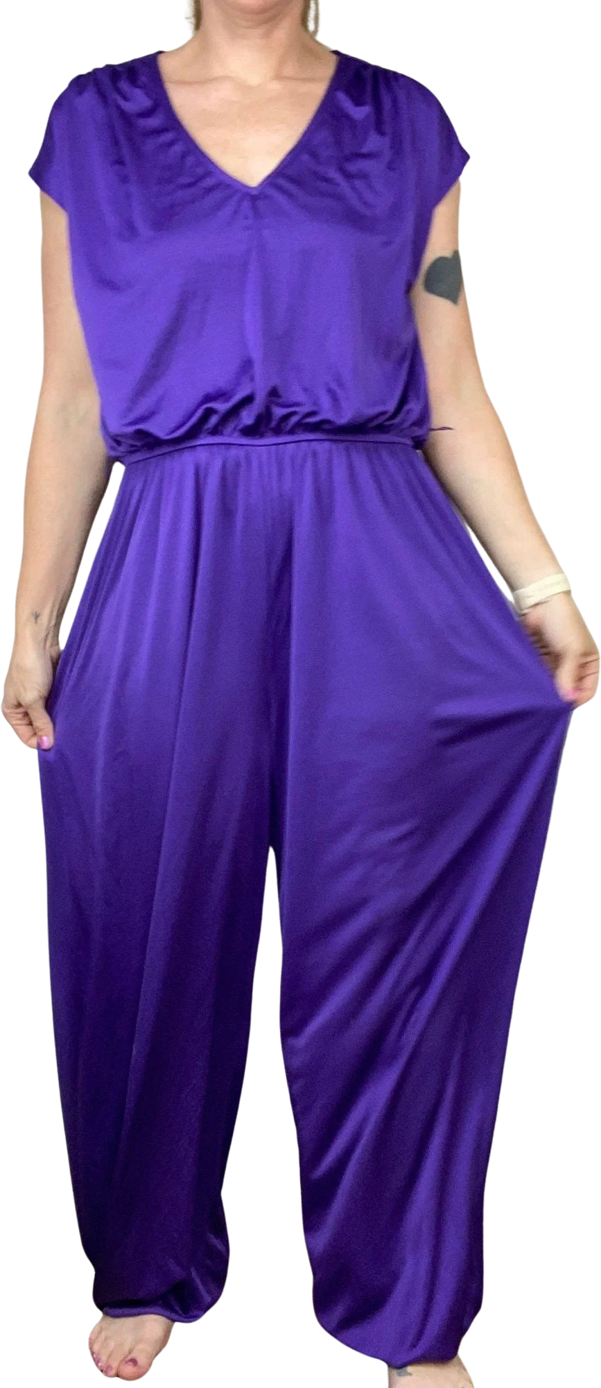 Vintage 70s/80s Purple Genie Pant Jumpsuit Tracy Size M/l Tall by Tracy