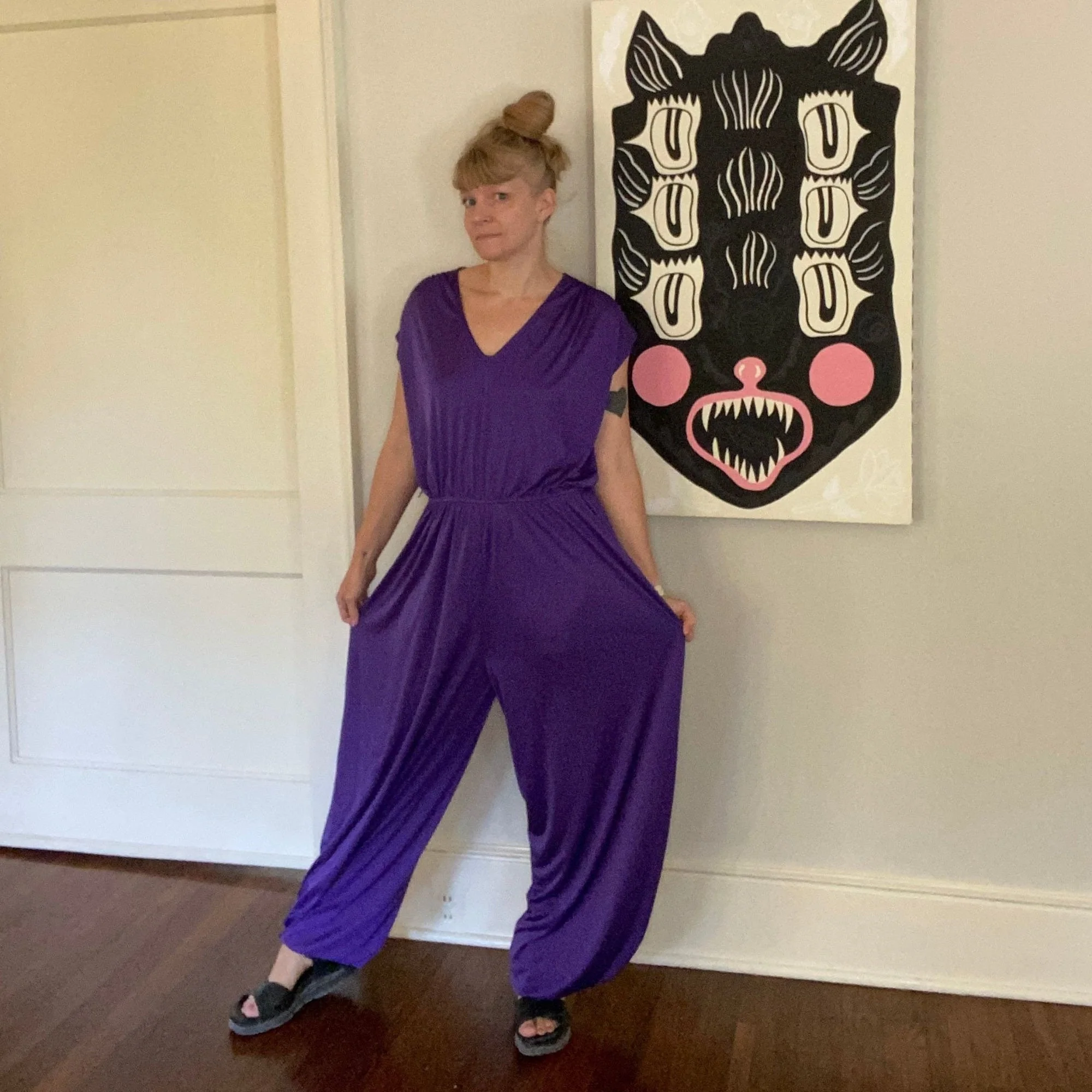 Vintage 70s/80s Purple Genie Pant Jumpsuit Tracy Size M/l Tall by Tracy - Image 6