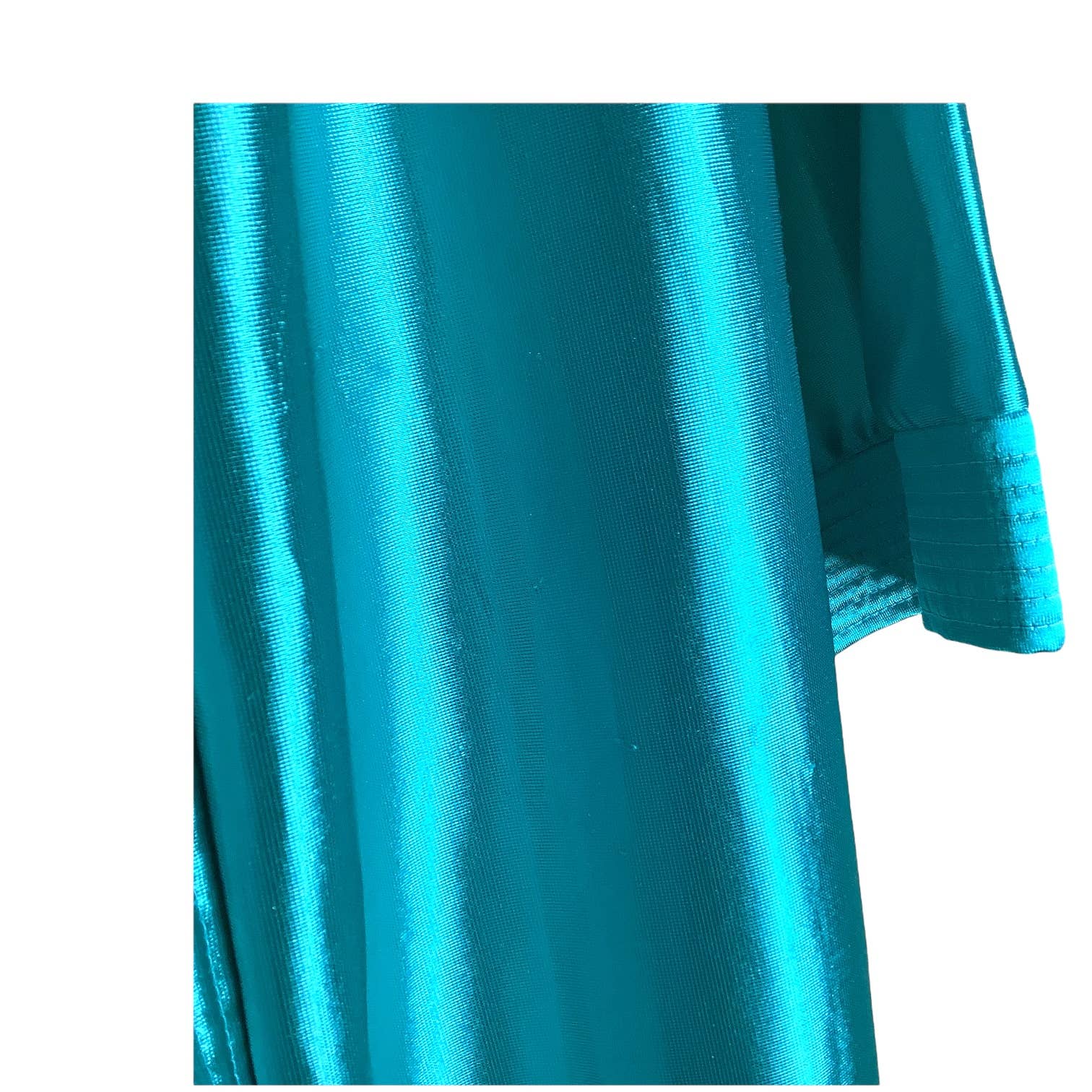 Vintage 70s 80s Robe Teal Shiny Satin Disco Glam Quilt Trim Dressing Gown Belted by That Look - Image 7