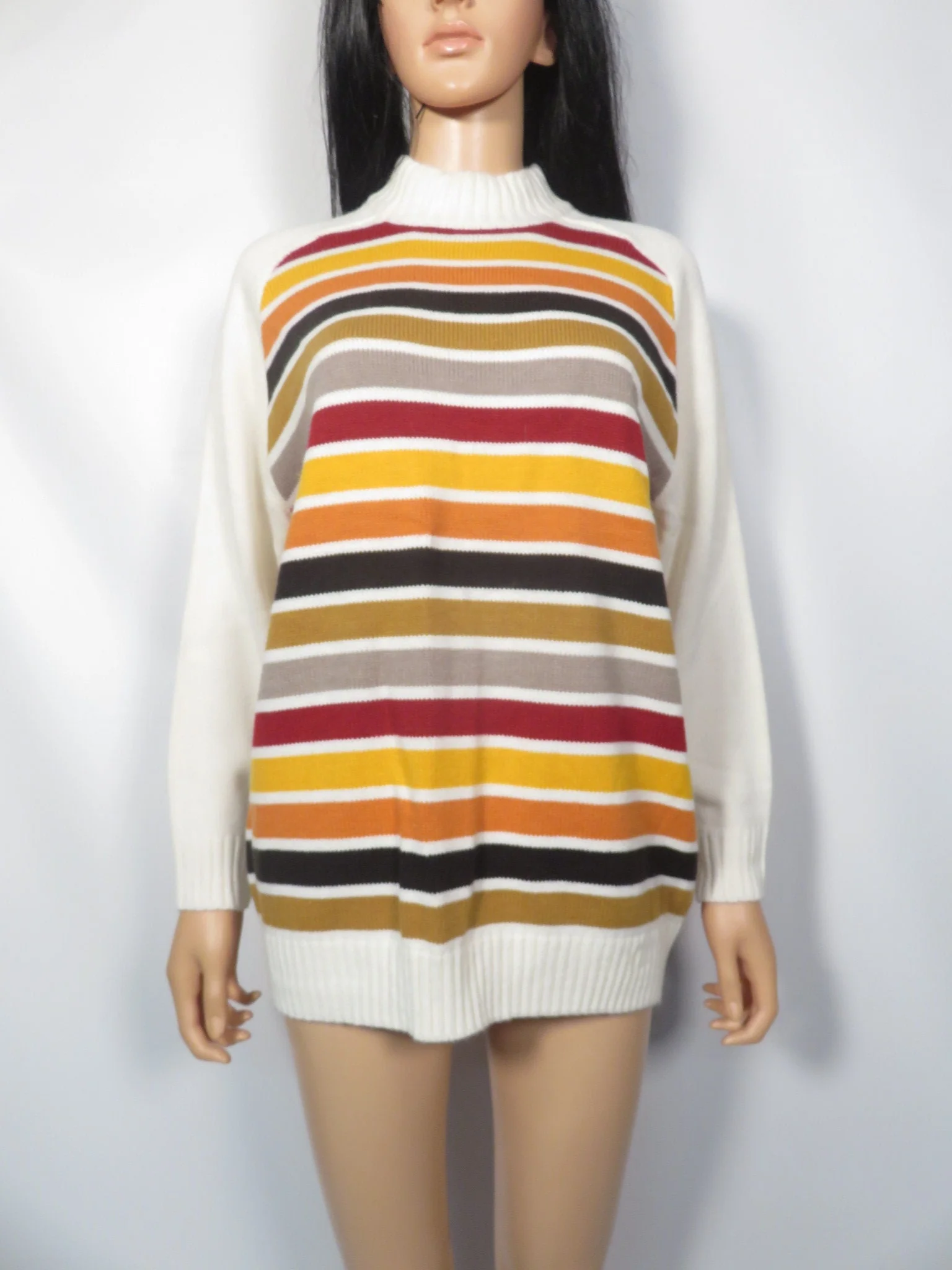 Vintage 70s/80s Unisex Fall Striped Sweater Size L/xl by BTL - Image 7
