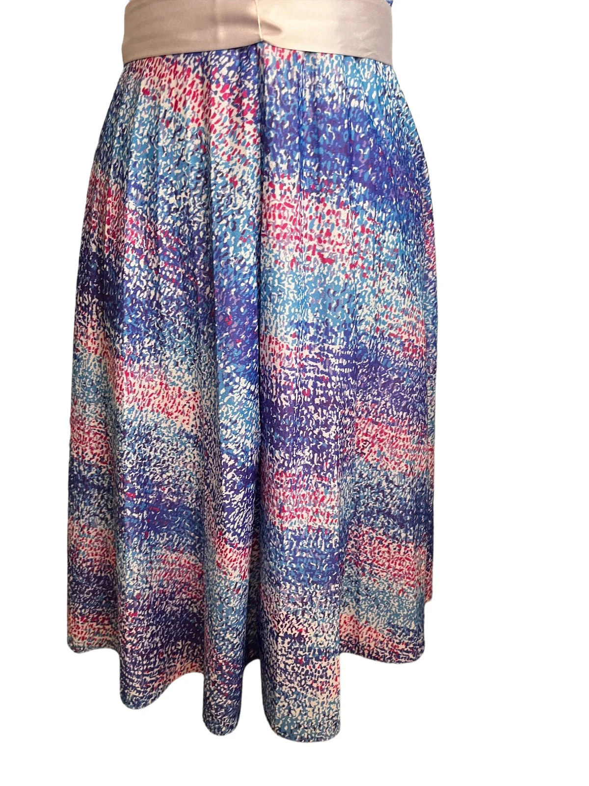 Vintage 70s Abstract White Purple Pink Blue Midi V-Neck Dress Large/xl by Diolen - Image 4