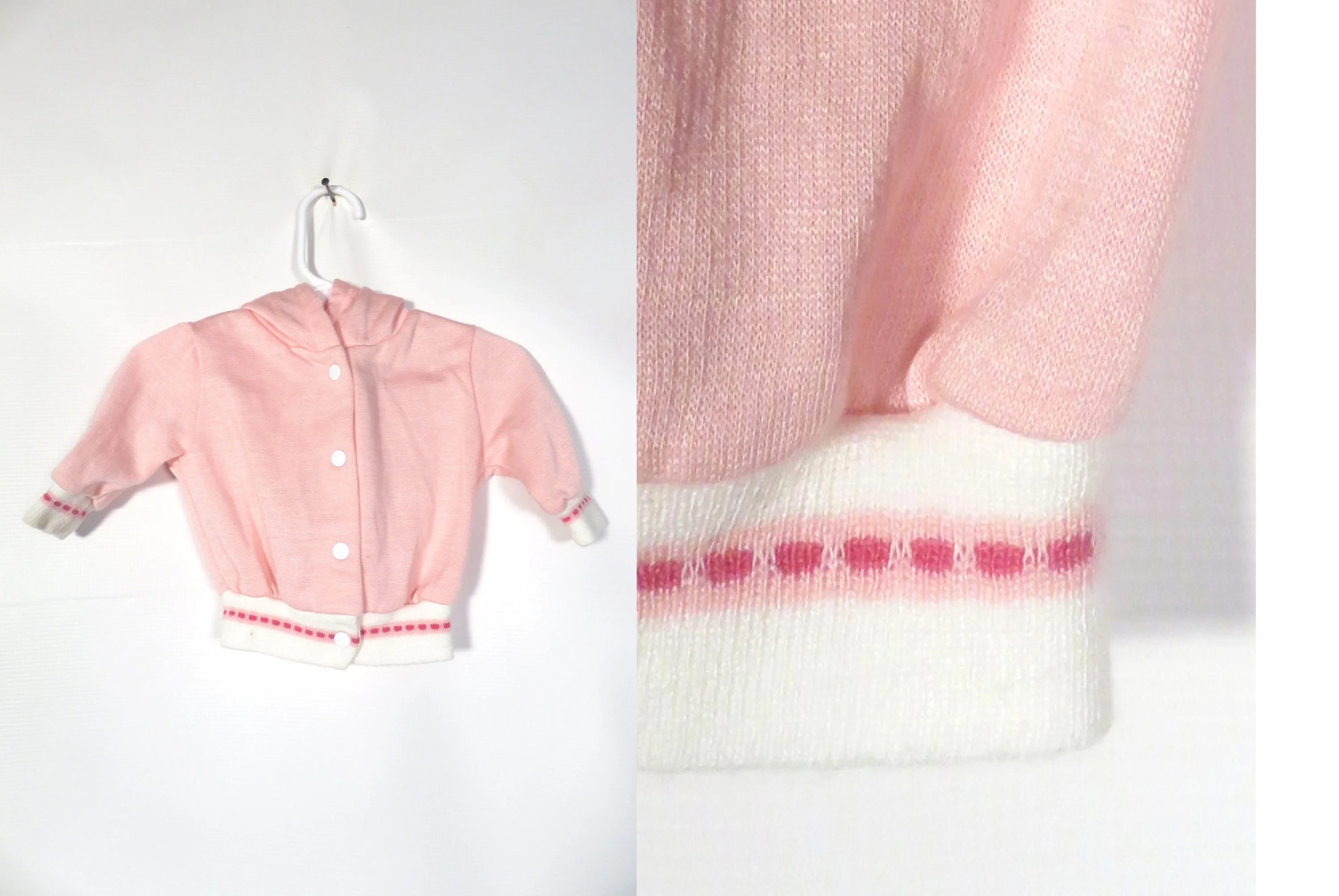 Vintage 70s Baby Pastel Pink Snap Hoodie Size Nb by Sears - Image 3