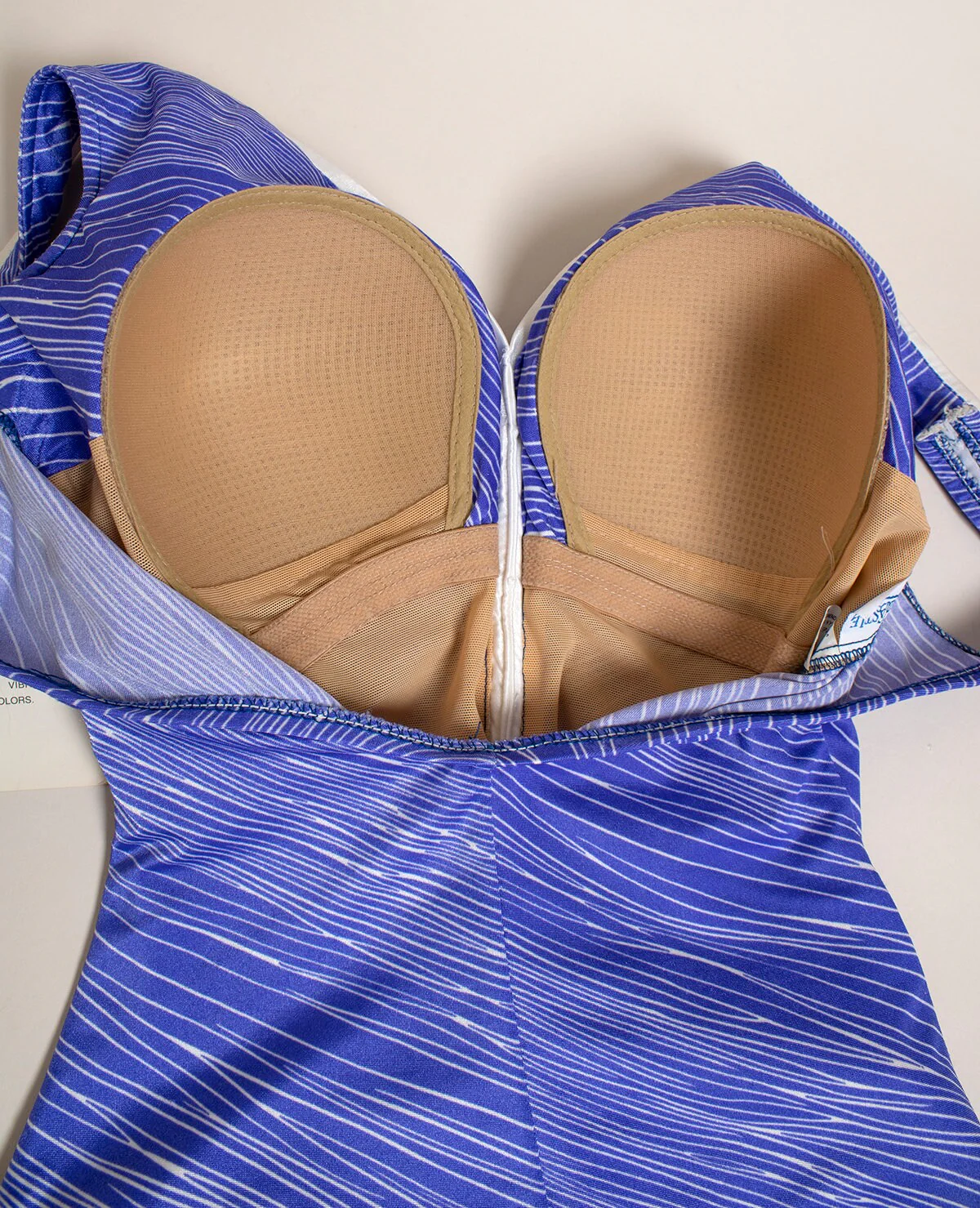Vintage 70s Bathing Suit Purple and White Zebra Striped Gathered Flattering Bust Button Details Scoop Back Deadstock Sandcastle Small by Sandcastle - Image 9