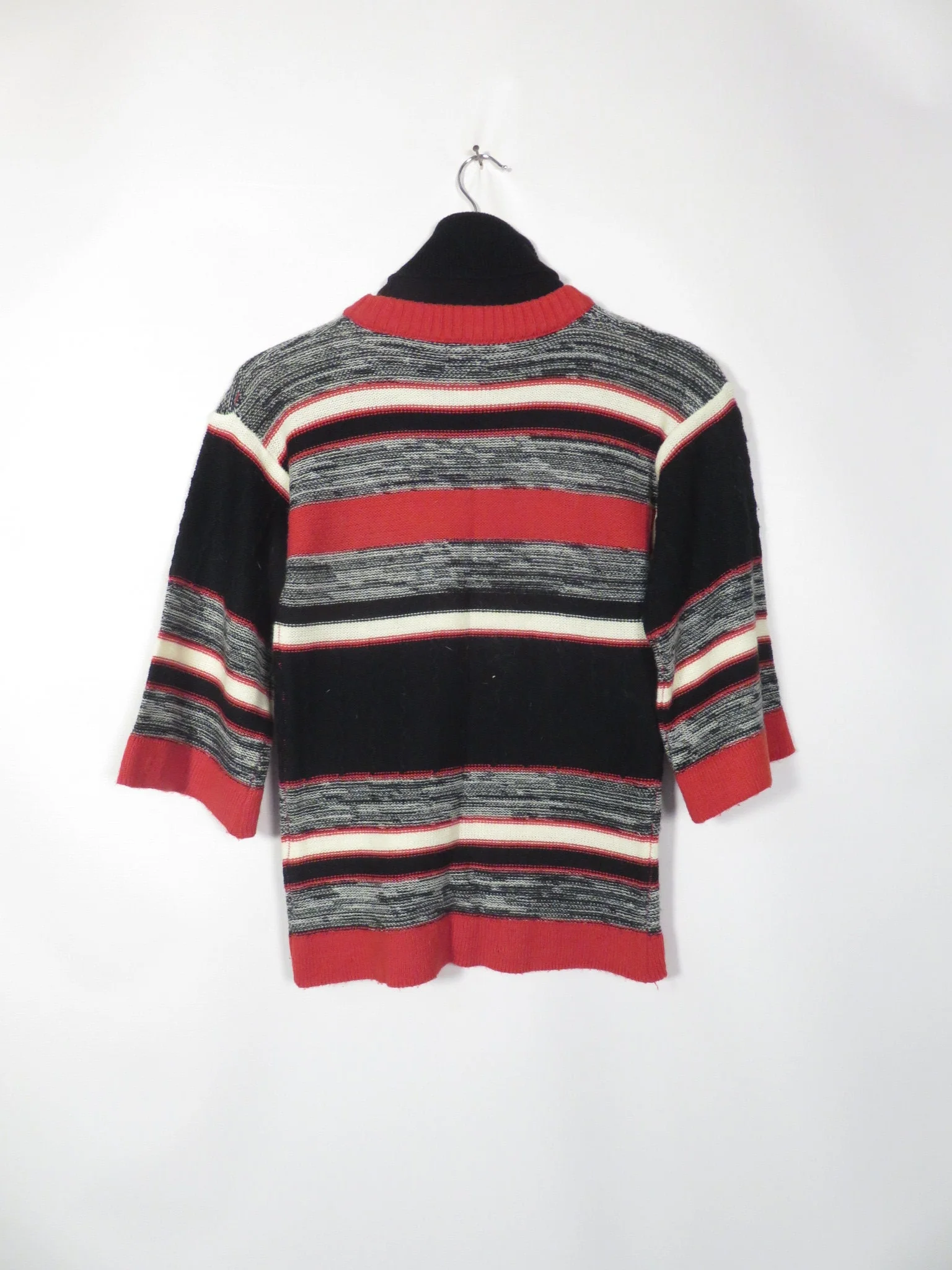 Vintage 70s Bell Sleeve Fall Tone Striped Hippie Sweater Size S/xs - Image 2