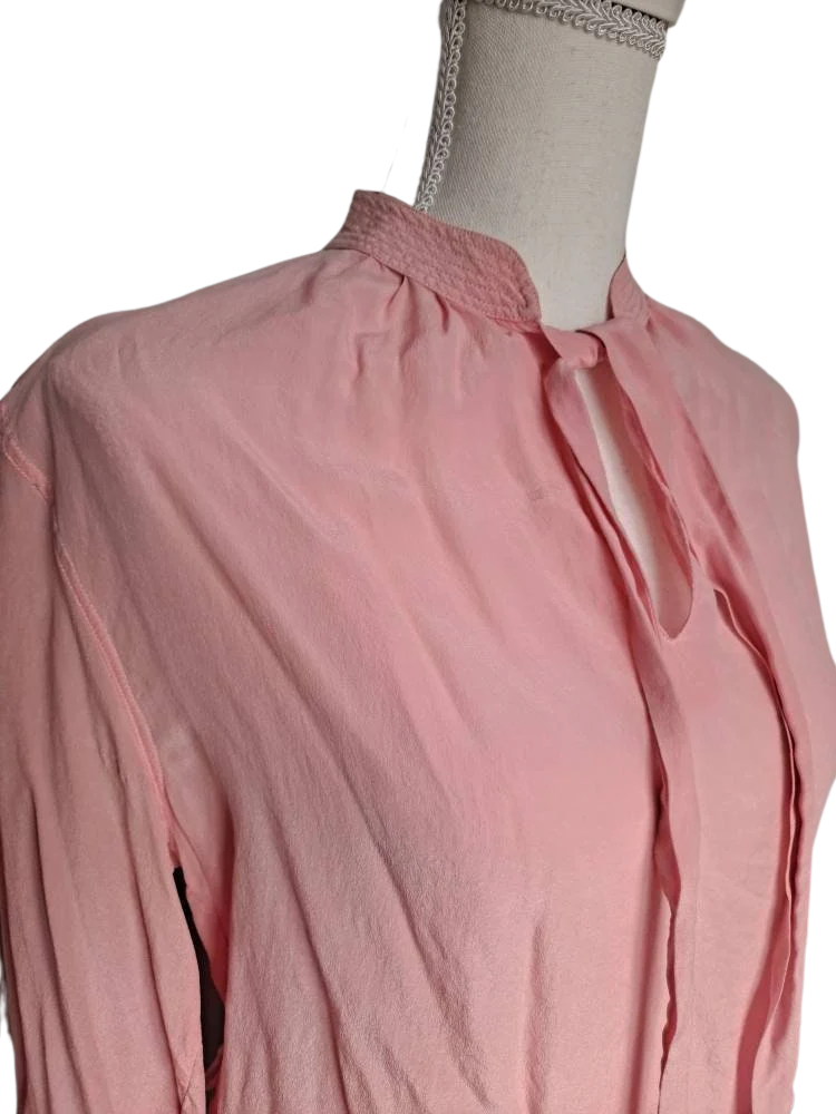 70s Bubblegum Pink Long Sleeve Silk Chiffon Blouse By Billy Bonny - Image 6