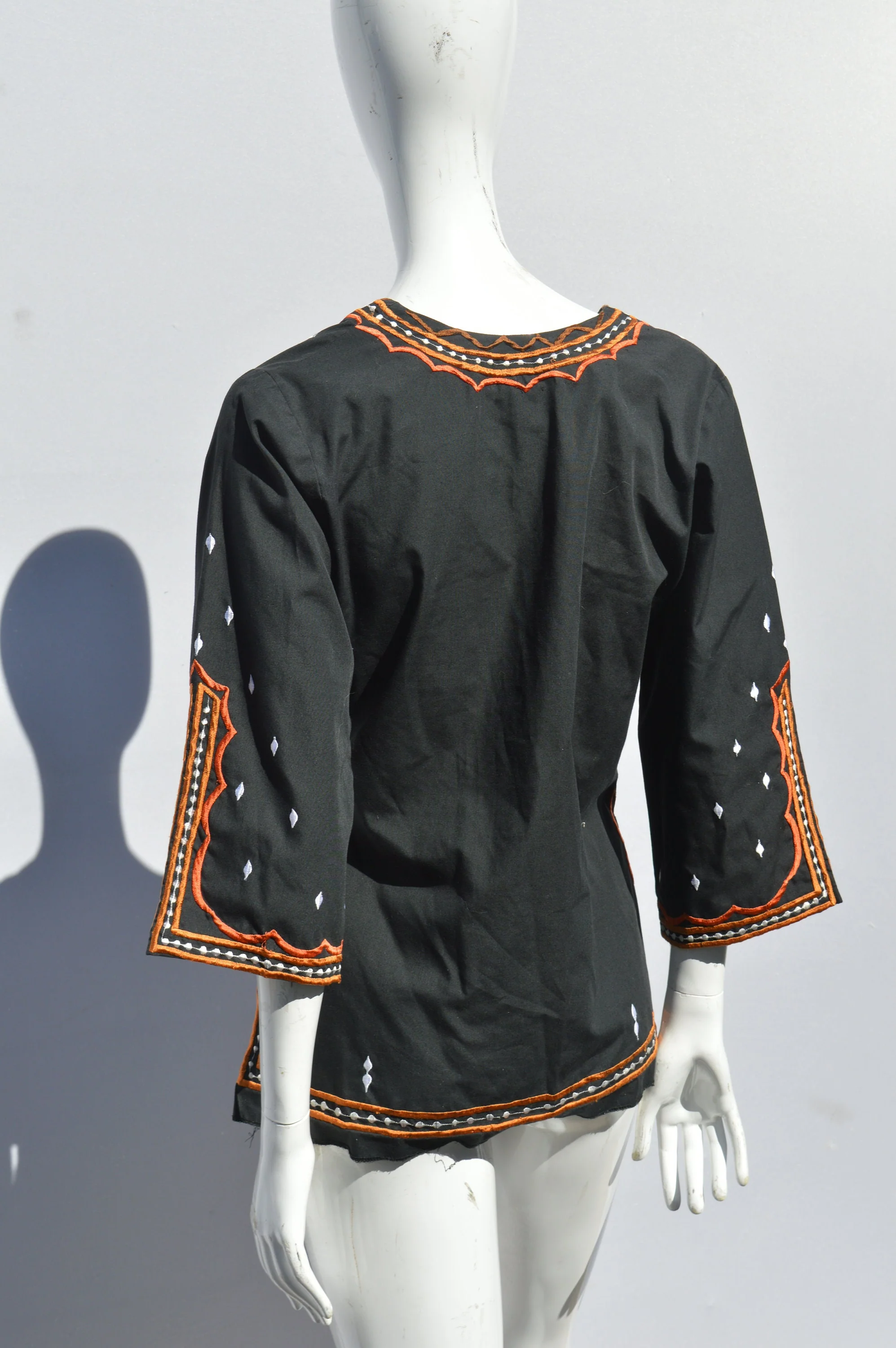 Vintage 70s Blouse Embroidered Owl Design Philippines Embroidery Philippines Blouse Size Small - Image 2