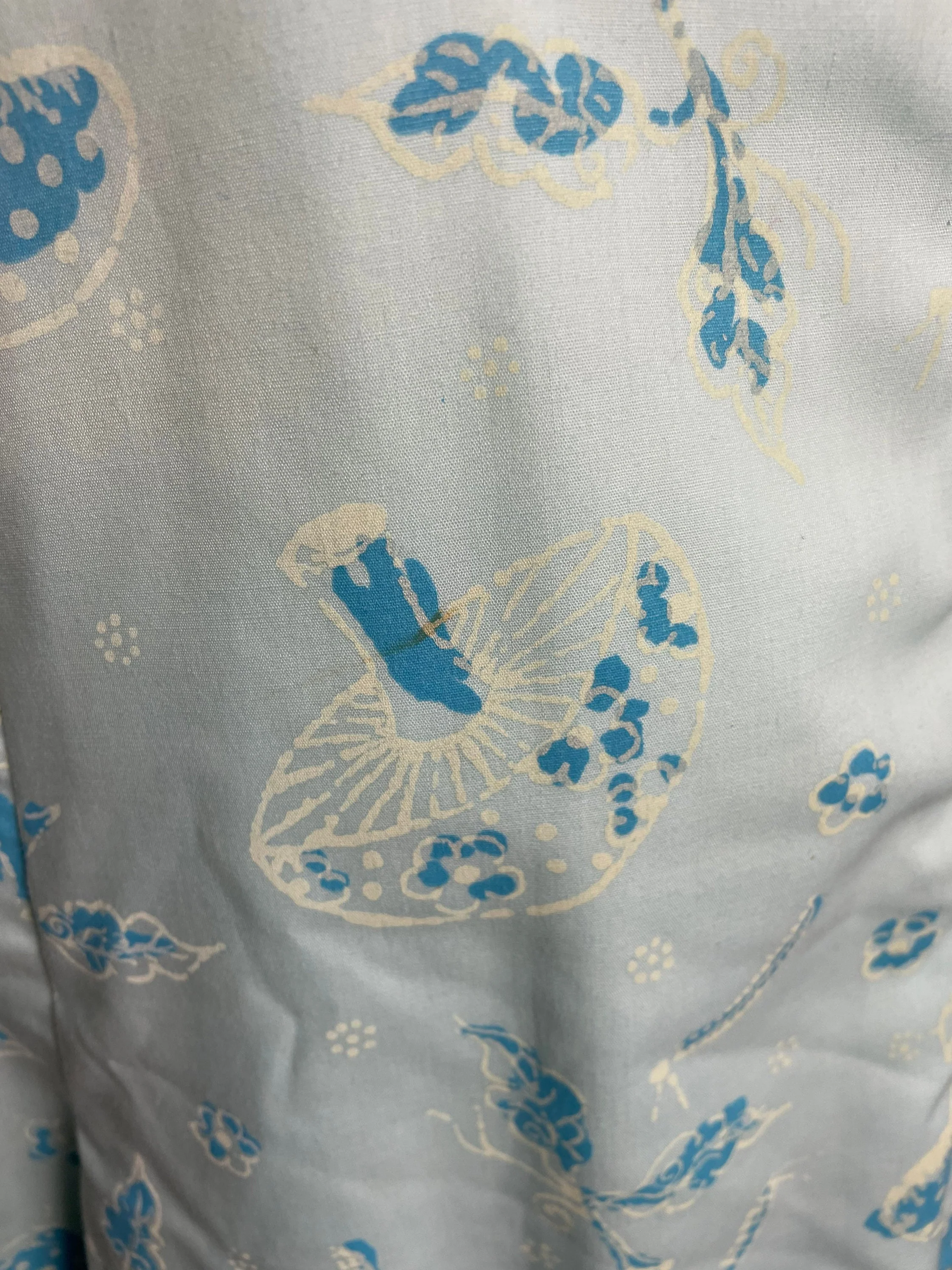 Vintage 70s Blue Mushroom Caterpillar Novelty Print Dress - Image 5