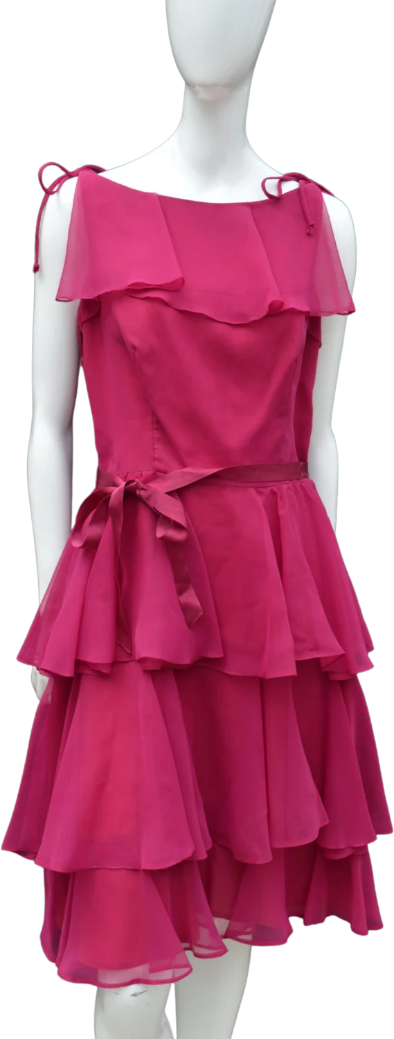 Vintage 70s Bonwit Teller Dress Layered Tiered Ruffle Dress Cocktail Party Dress Polyester Sexy Romantic Dress Size 8 The by Bonwit Teller