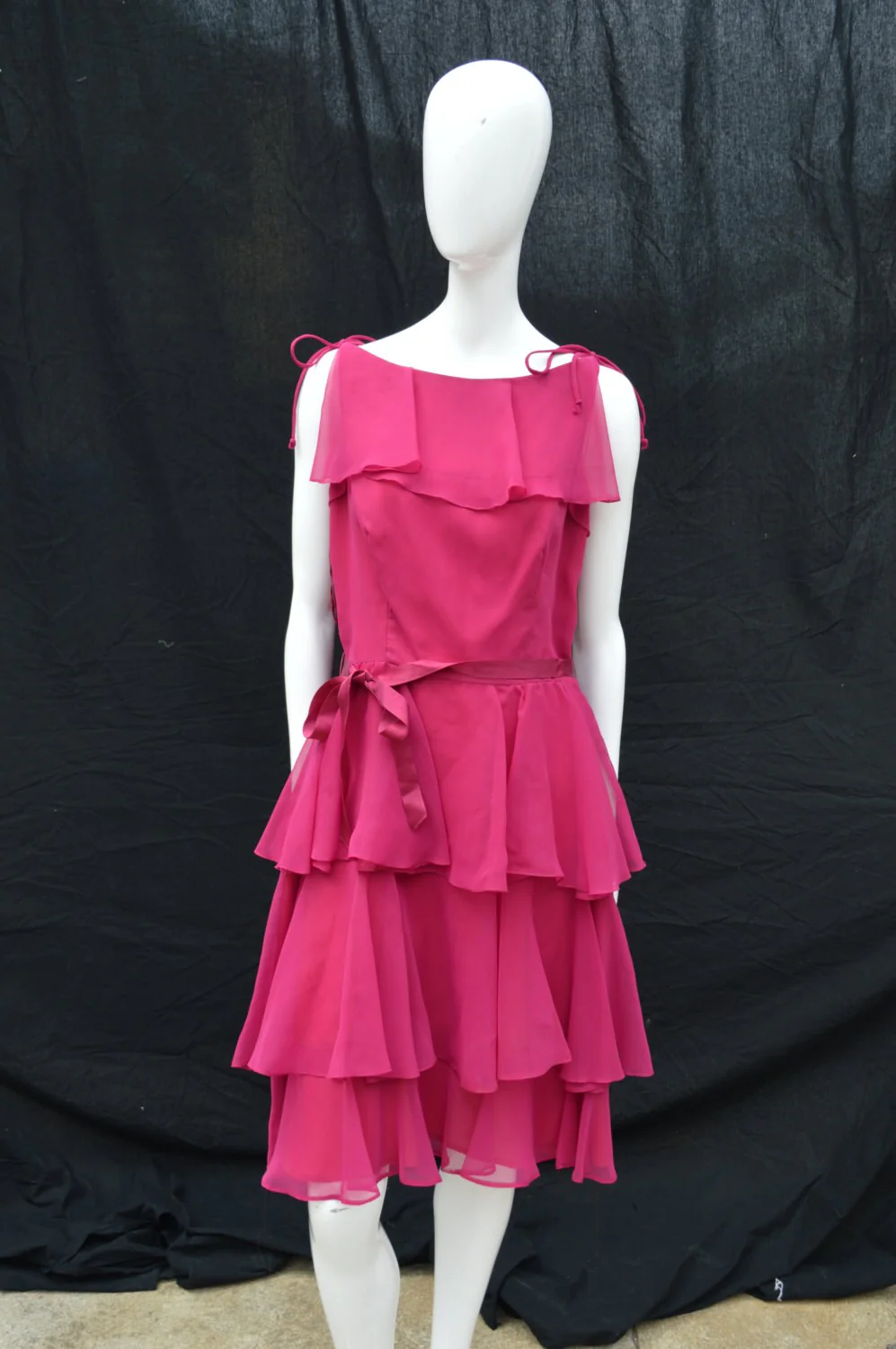 Vintage 70s Bonwit Teller Dress Layered Tiered Ruffle Dress Cocktail Party Dress Polyester Sexy Romantic Dress Size 8 The by Bonwit Teller - Image 3
