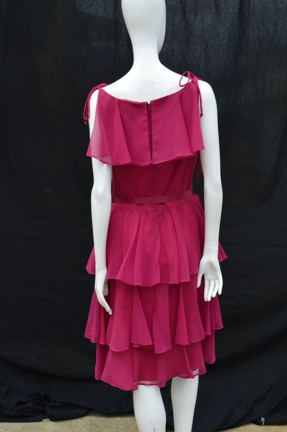 Vintage 70s Bonwit Teller Dress Layered Tiered Ruffle Dress Cocktail Party Dress Polyester Sexy Romantic Dress Size 8 The by Bonwit Teller - Image 4