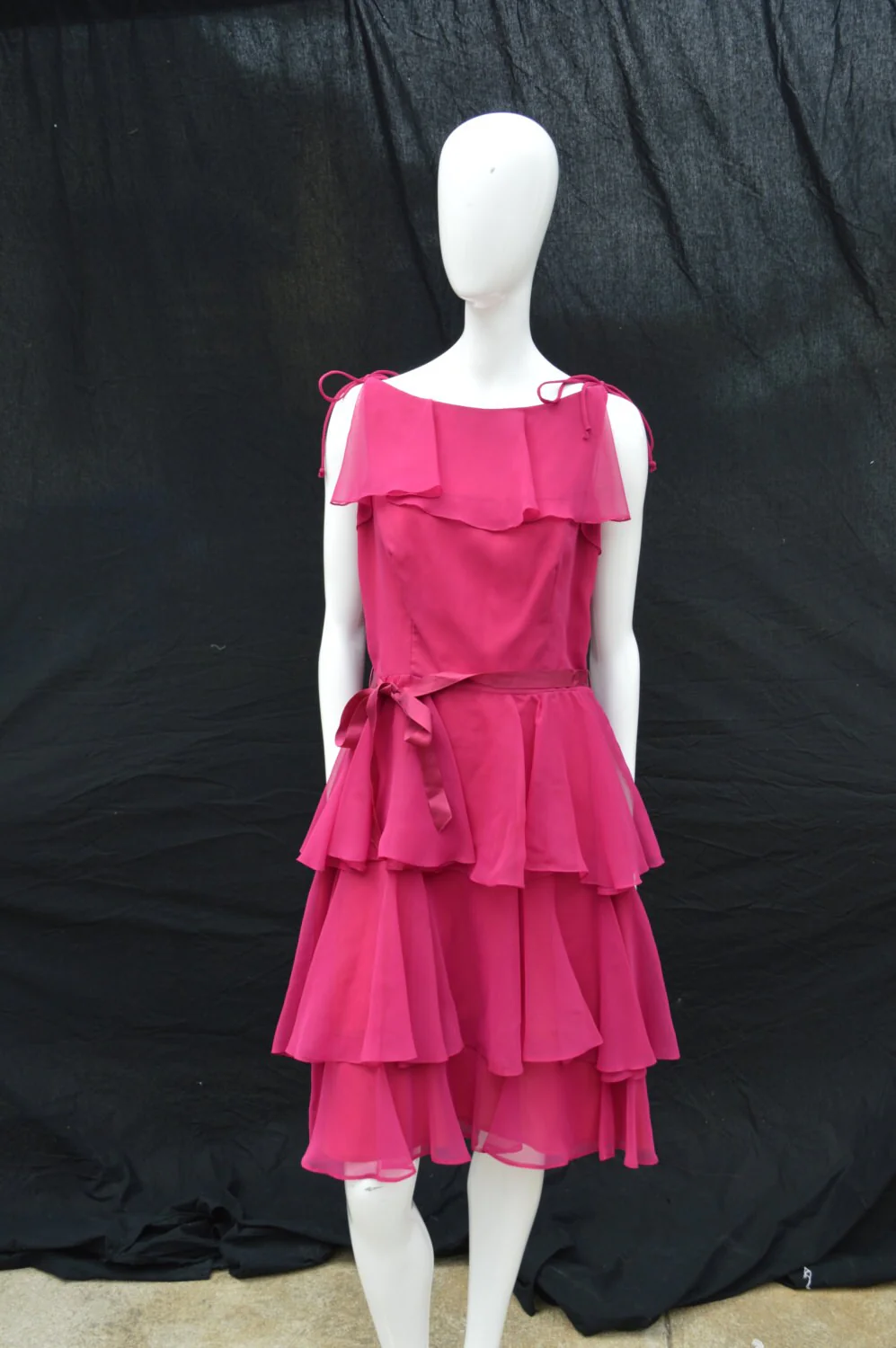 Vintage 70s Bonwit Teller Dress Layered Tiered Ruffle Dress Cocktail Party Dress Polyester Sexy Romantic Dress Size 8 The by Bonwit Teller - Image 5