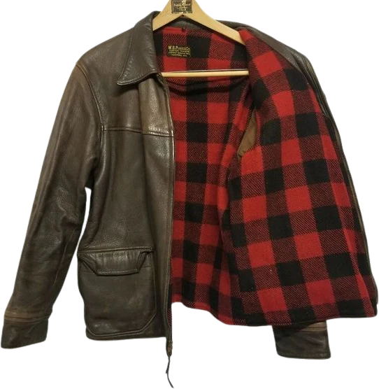 Vintage 70s Brown Deerskin Leather Plaid Lined Western Hunting Racer Jacket Sm by WB Place & Co