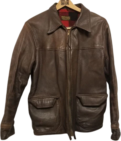 Vintage 70s Brown Deerskin Leather Plaid Lined Western Hunting Racer Jacket Sm by WB Place & Co - Image 3