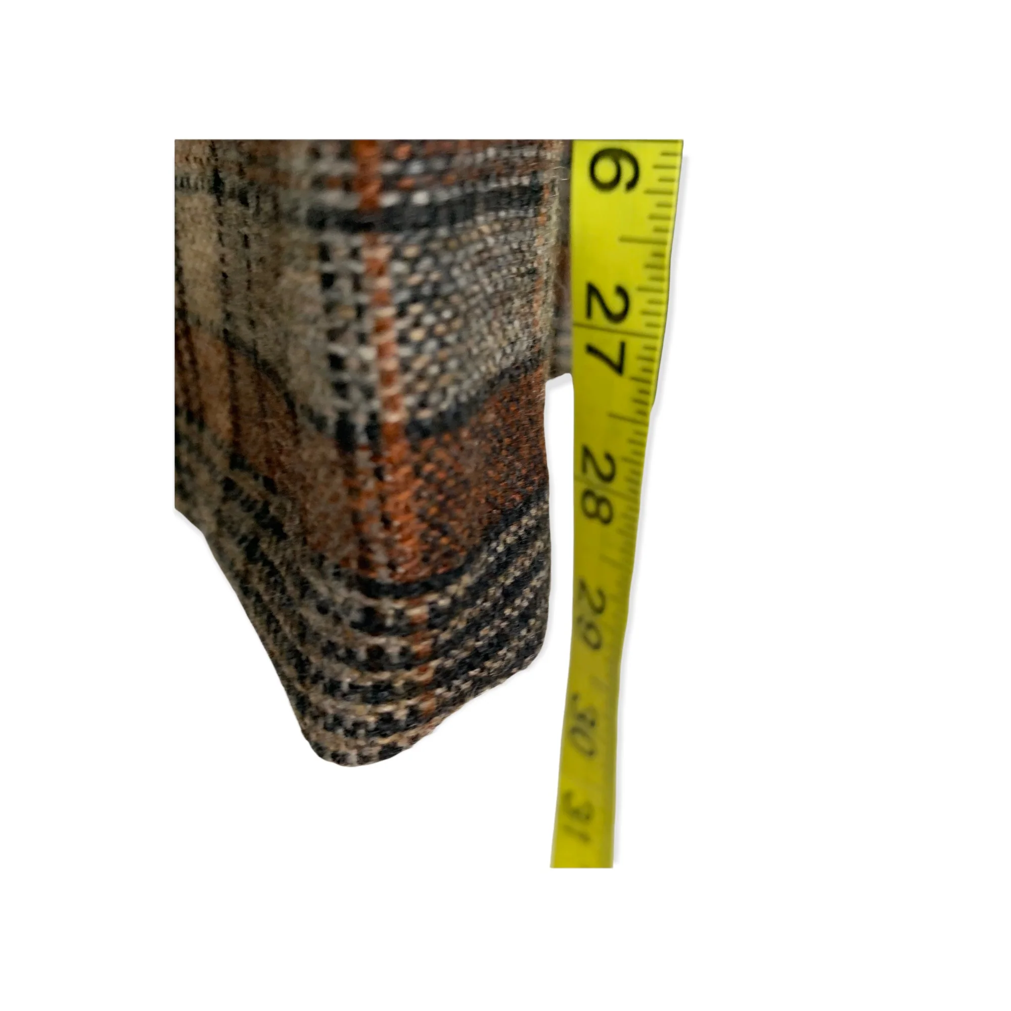 Vintage 70s Brown Plaid Pleated Below Knee Full Skirt Medium - Image 4