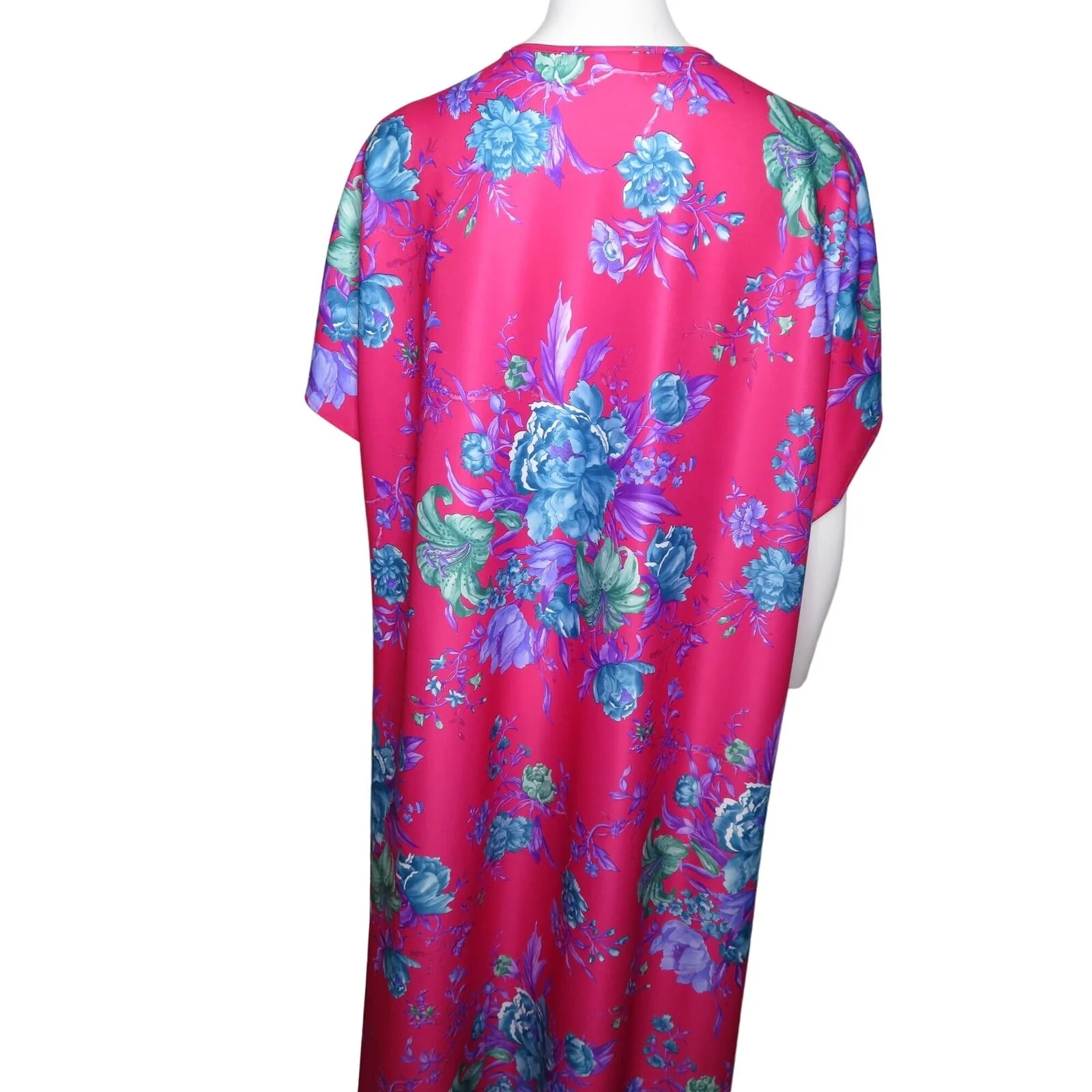 Vintage 70s Caftan Hostess Long Muumuu Maxi Dress M Pink Floral by Carriage Court - Image 9