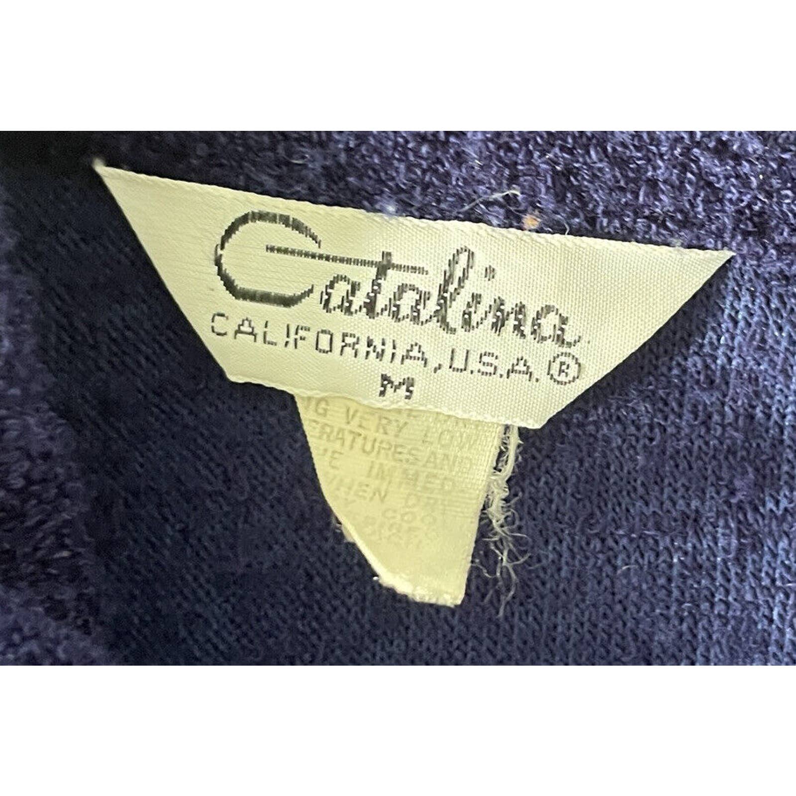 Vintage 70s California Navy Blue Terry Cloth Zip Front Romper by Catalina - Image 8