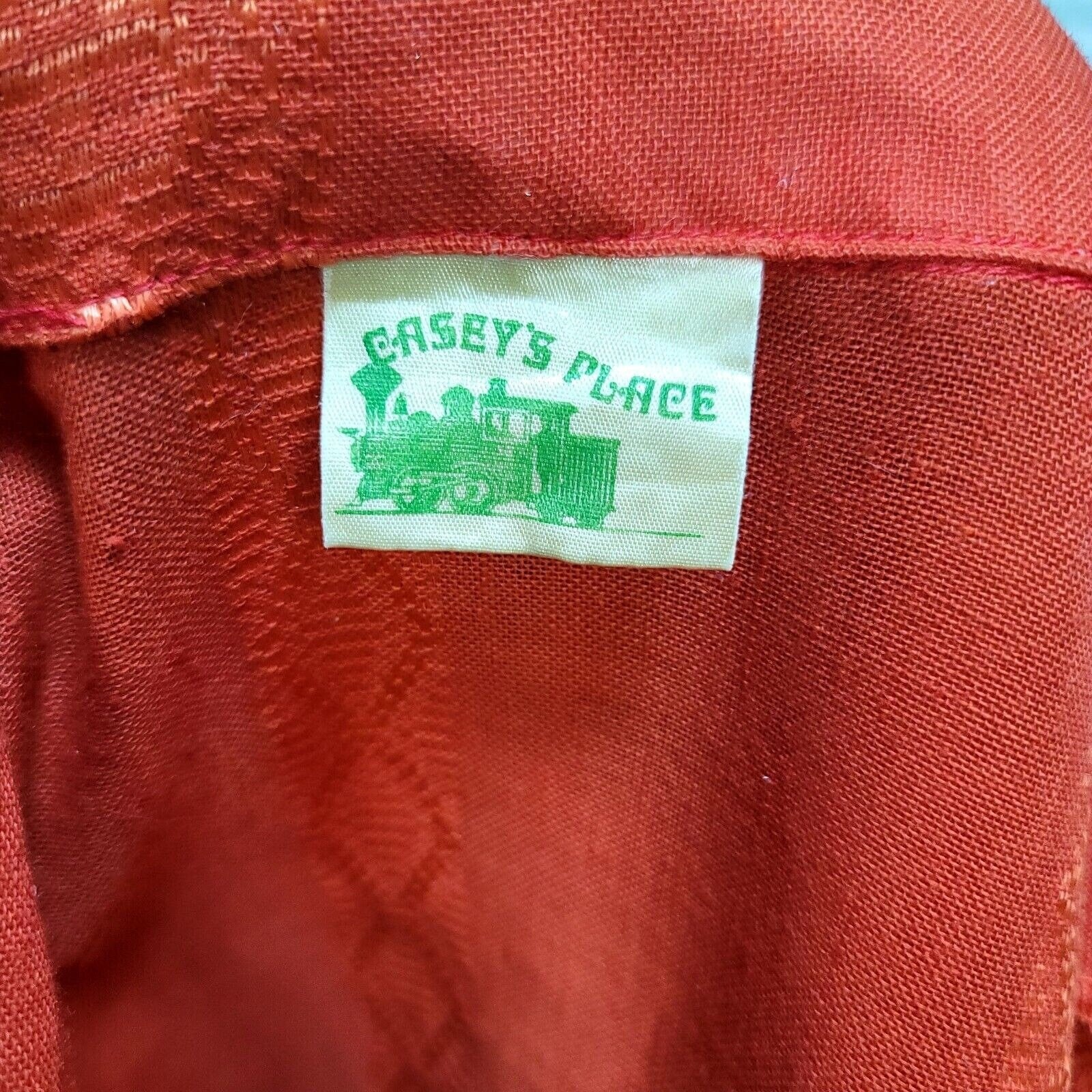 70s Orange Linen Popover Button Front Top Blouse By Casey's Place - Image 7