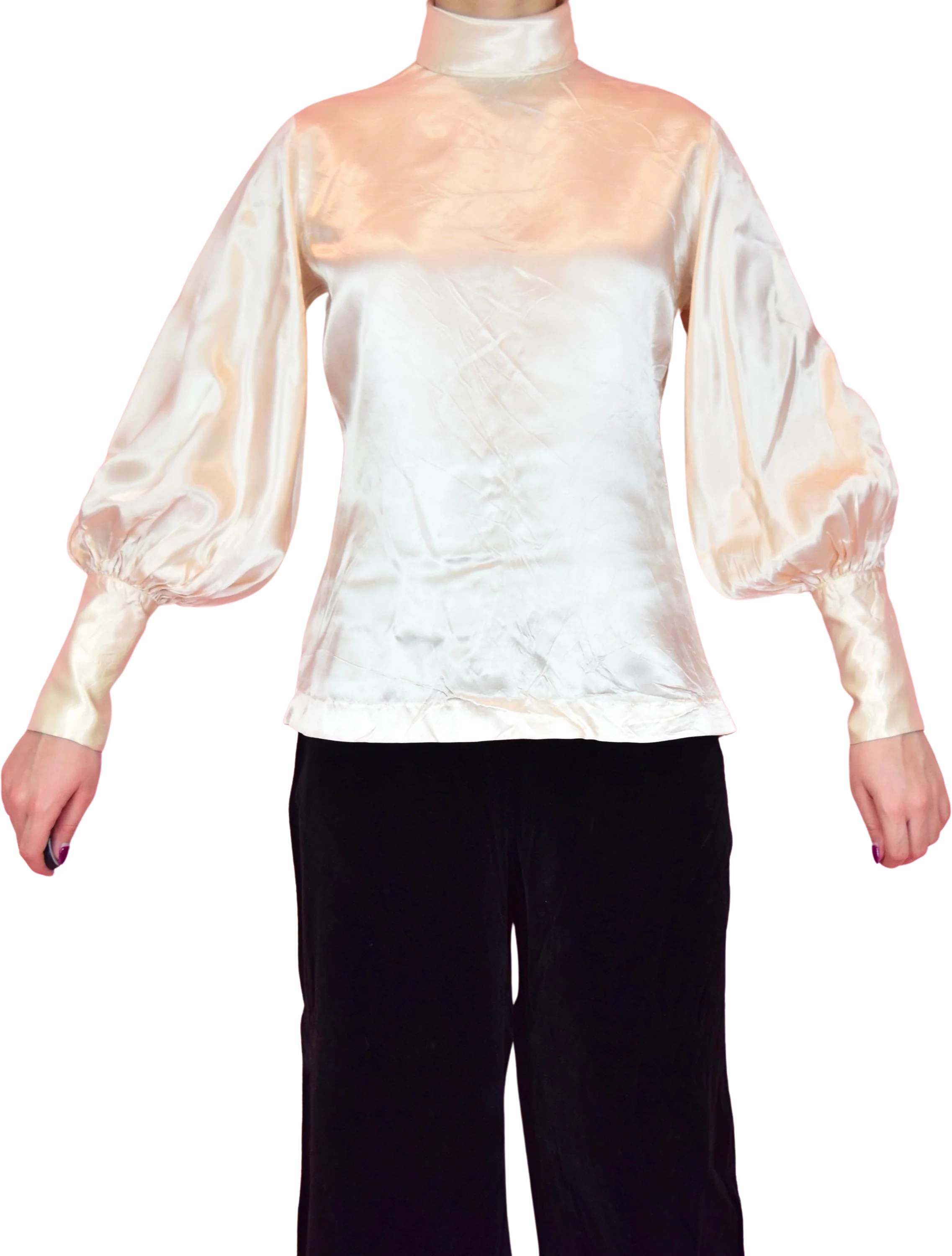 Vintage 70s Champagne Rose Gold Silky Blouse