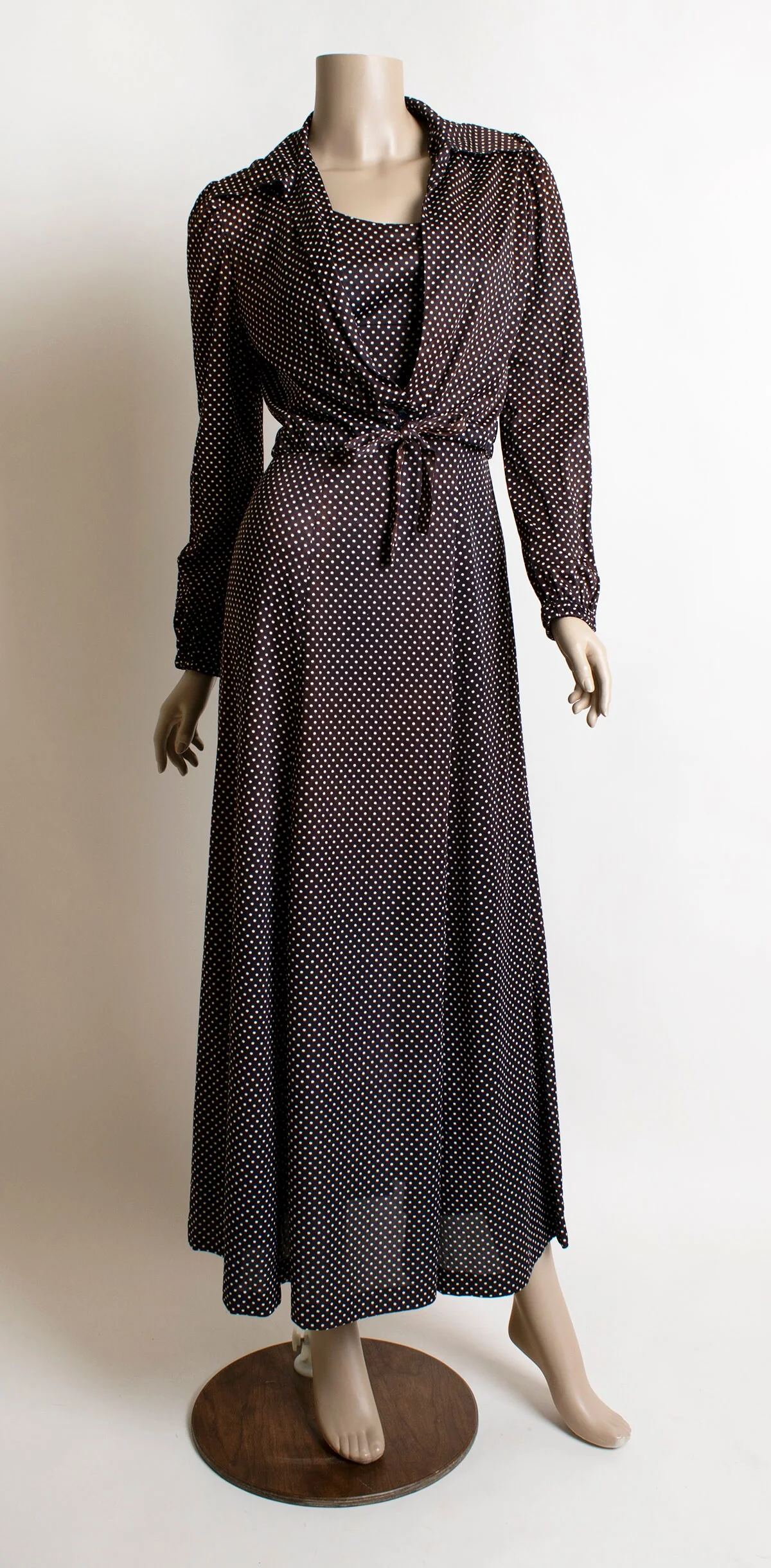 Vintage 70s Chocolate Brown White Spaghetti Strap Slip Dress - Small - Image 6