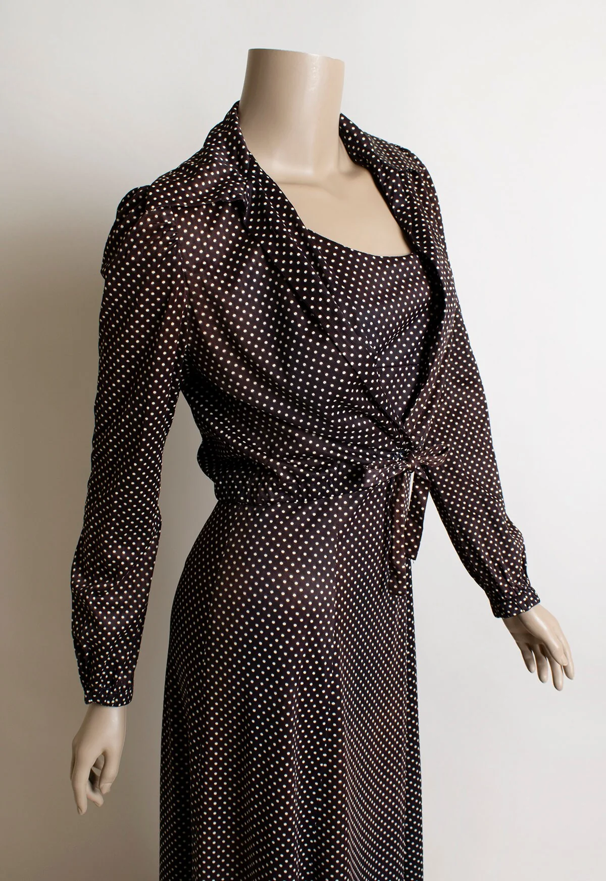 Vintage 70s Chocolate Brown White Spaghetti Strap Slip Dress - Small - Image 8