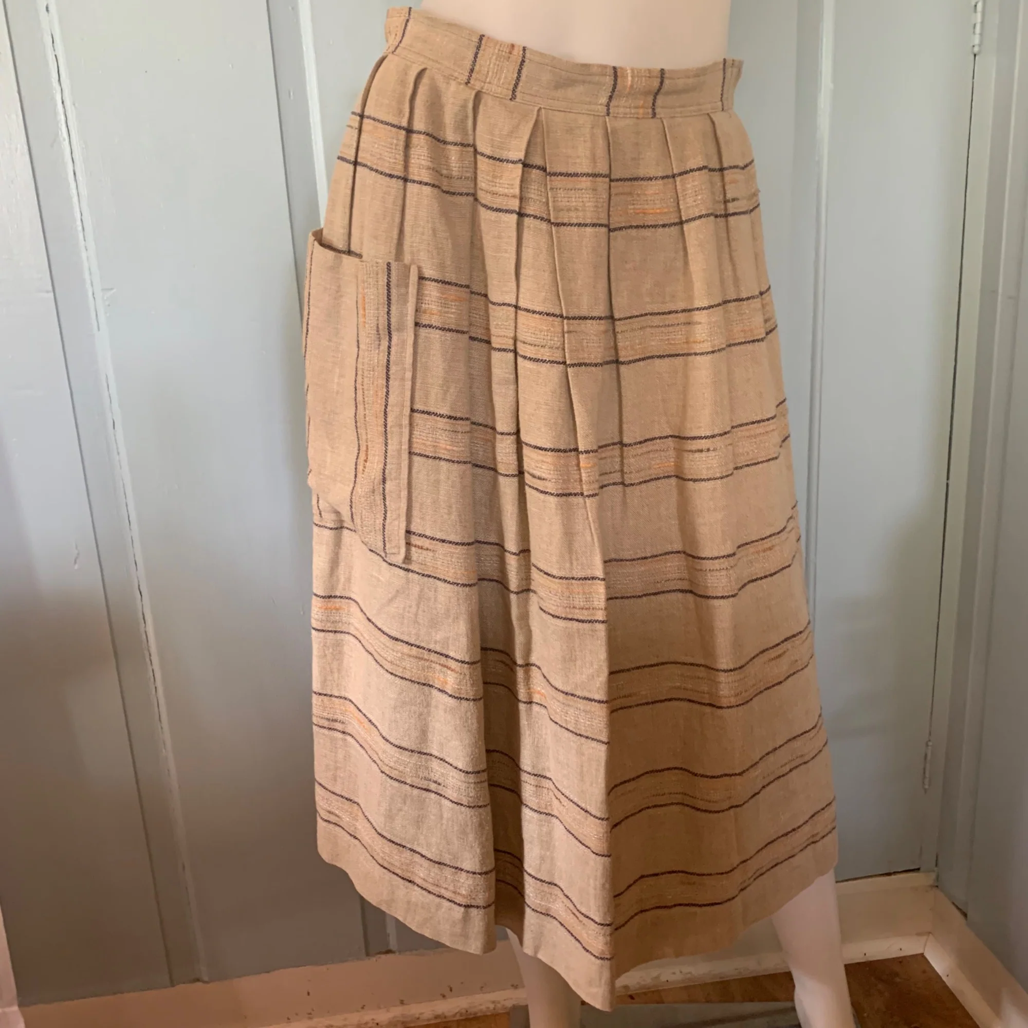 Vintage 70s Cottage Tailor Silk Blend Plaid Peasant Skirt 70s Textured Lined by Cottage Tailor - Image 7