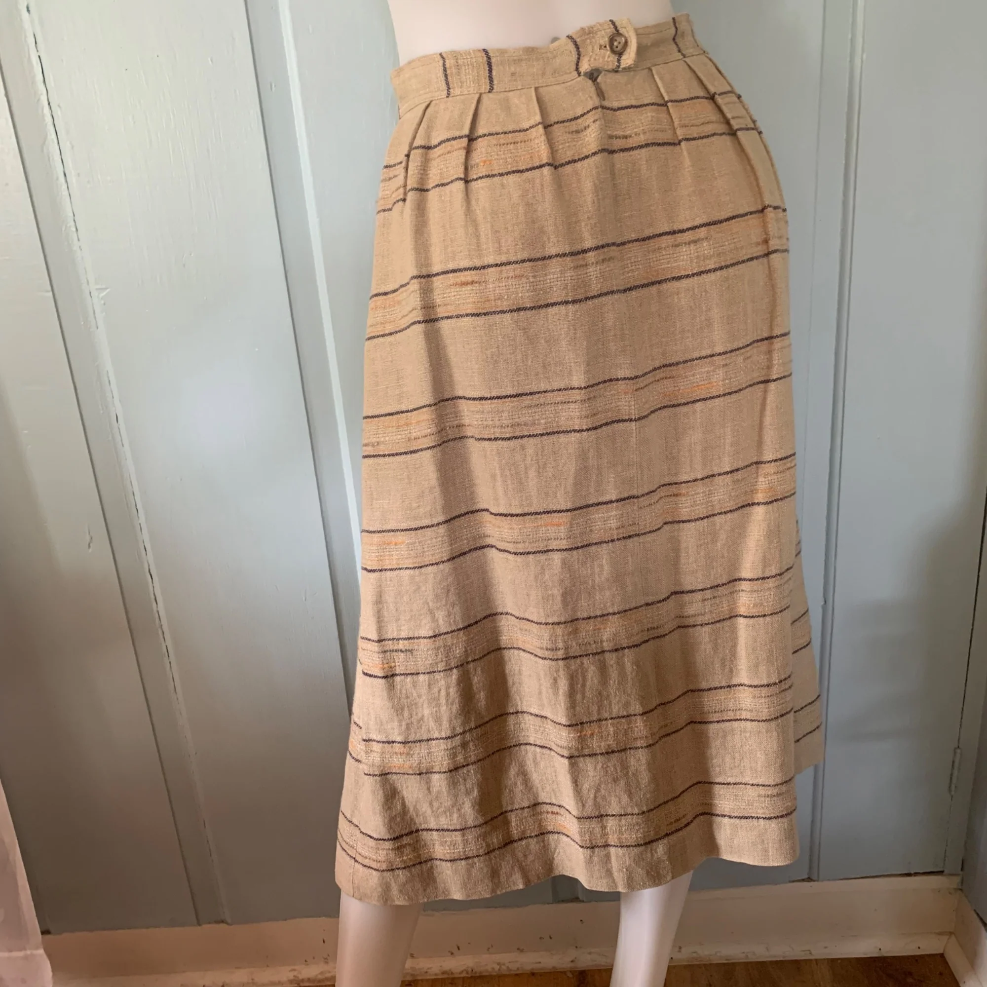Vintage 70s Cottage Tailor Silk Blend Plaid Peasant Skirt 70s Textured Lined by Cottage Tailor - Image 8