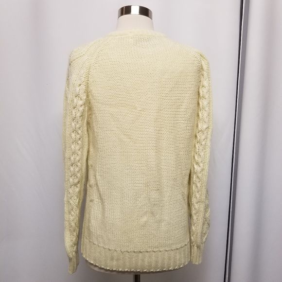 Vintage 70s Cream Cable Knit Acrylic Greek Fisherman Pullover Sweater Woman's Md by Plenge Trading Ltd - Image 2