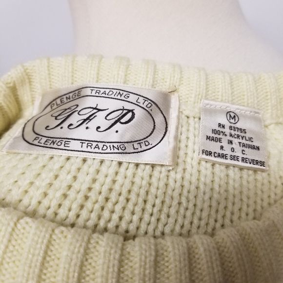 Vintage 70s Cream Cable Knit Acrylic Greek Fisherman Pullover Sweater Woman's Md by Plenge Trading Ltd - Image 5