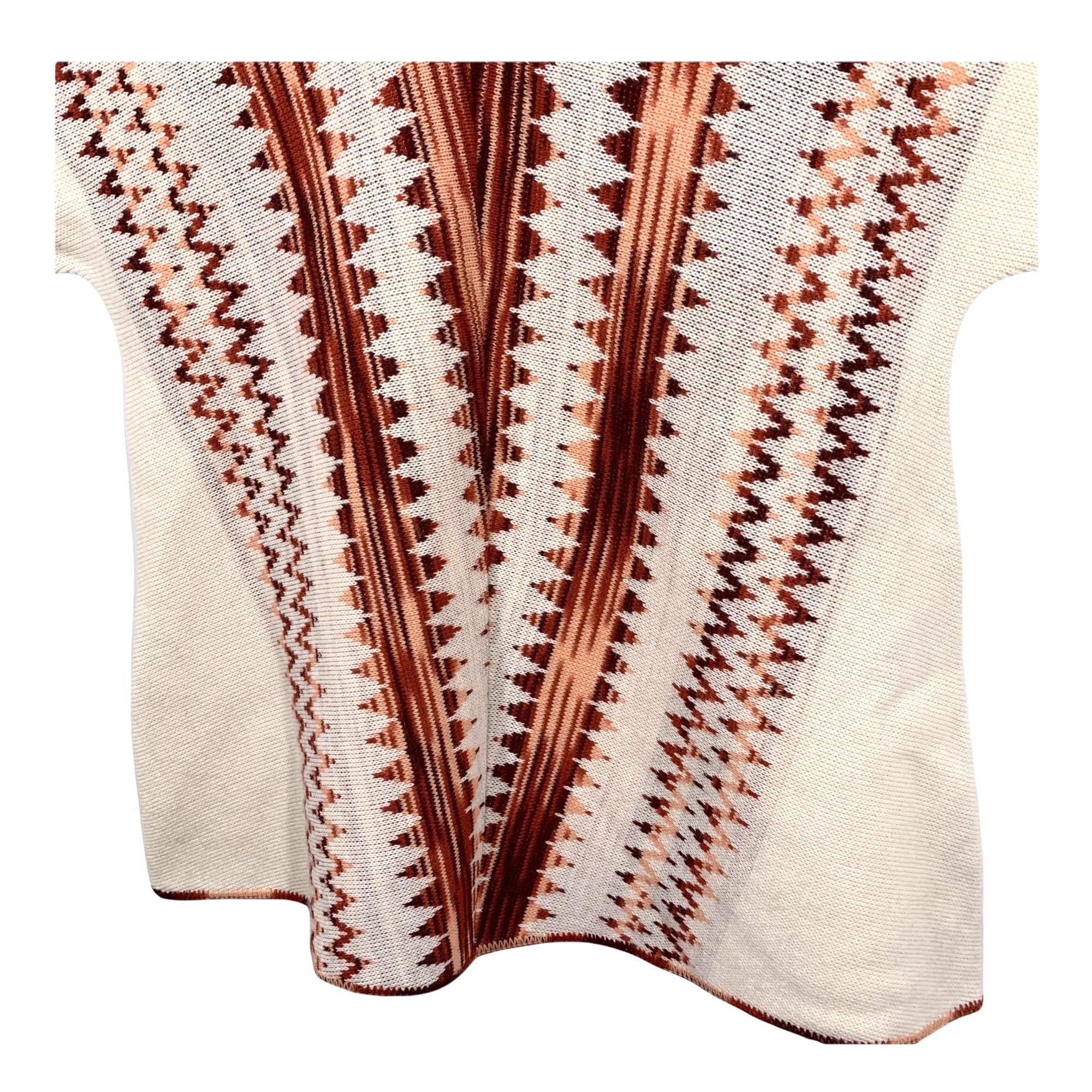 Vintage 70s Cream Pattern Sleeved Knit Poncho by Milrank - Image 3