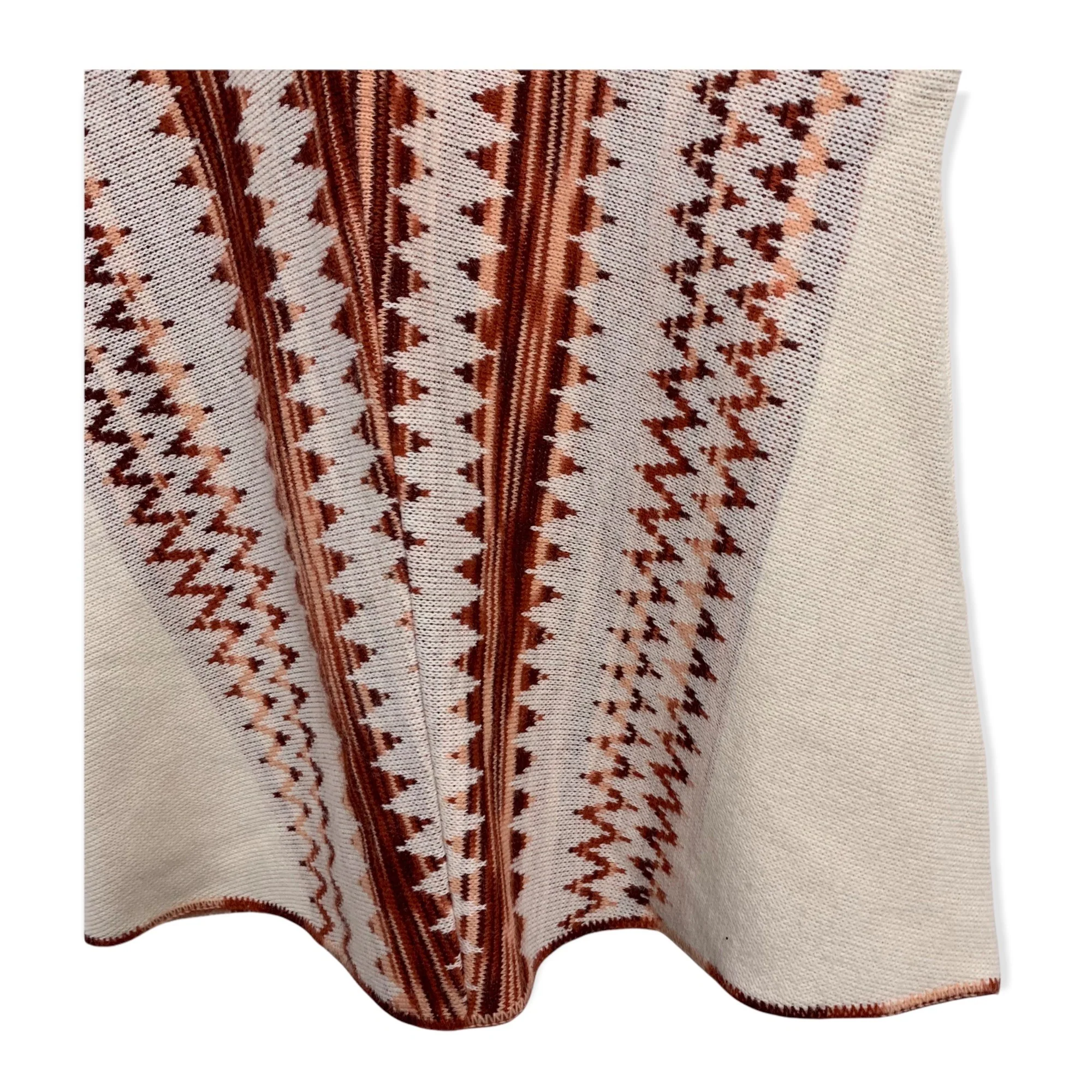 Vintage 70s Cream Pattern Sleeved Knit Poncho by Milrank - Image 6
