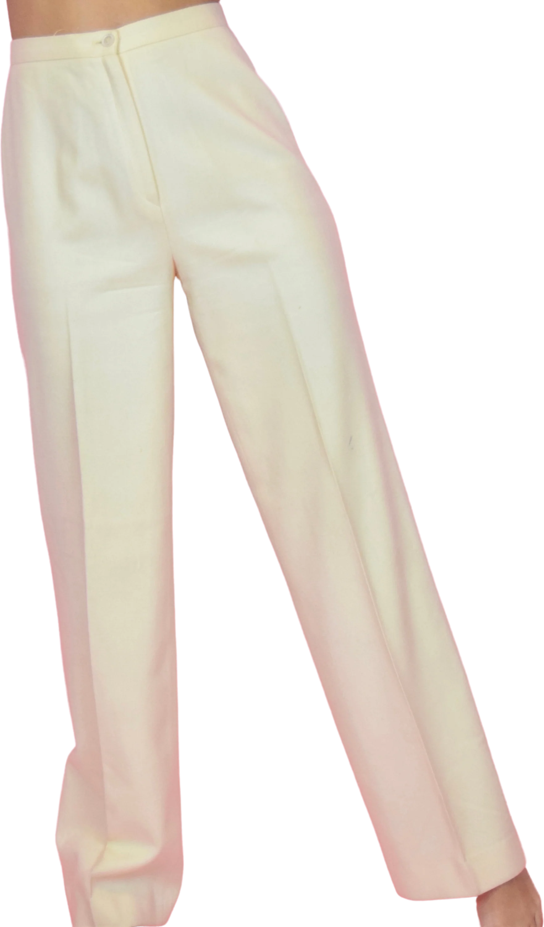 Vintage 70s Cream White Wool High Waisted Pants by The Villager