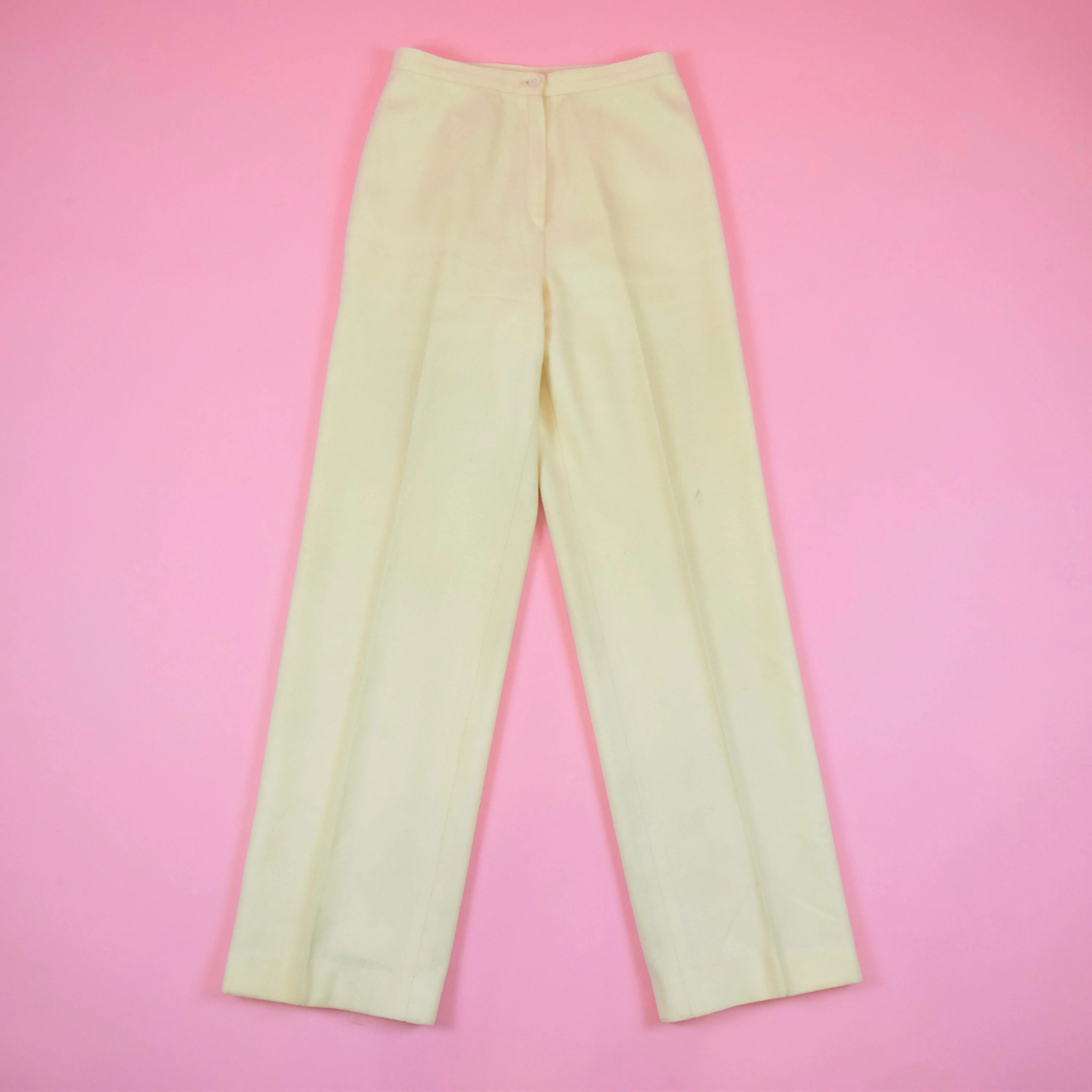 Vintage 70s Cream White Wool High Waisted Pants by The Villager - Image 5