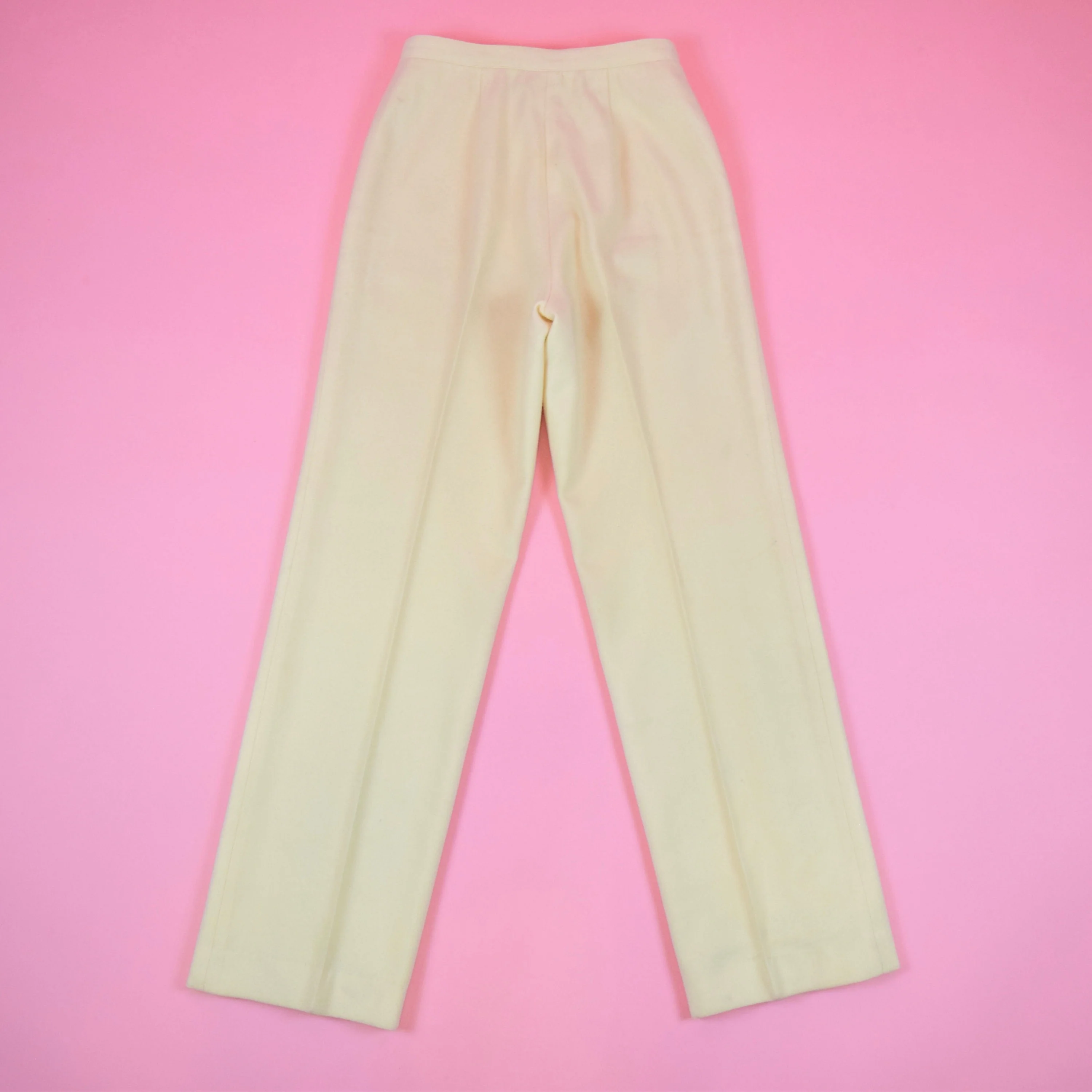 Vintage 70s Cream White Wool High Waisted Pants by The Villager - Image 9