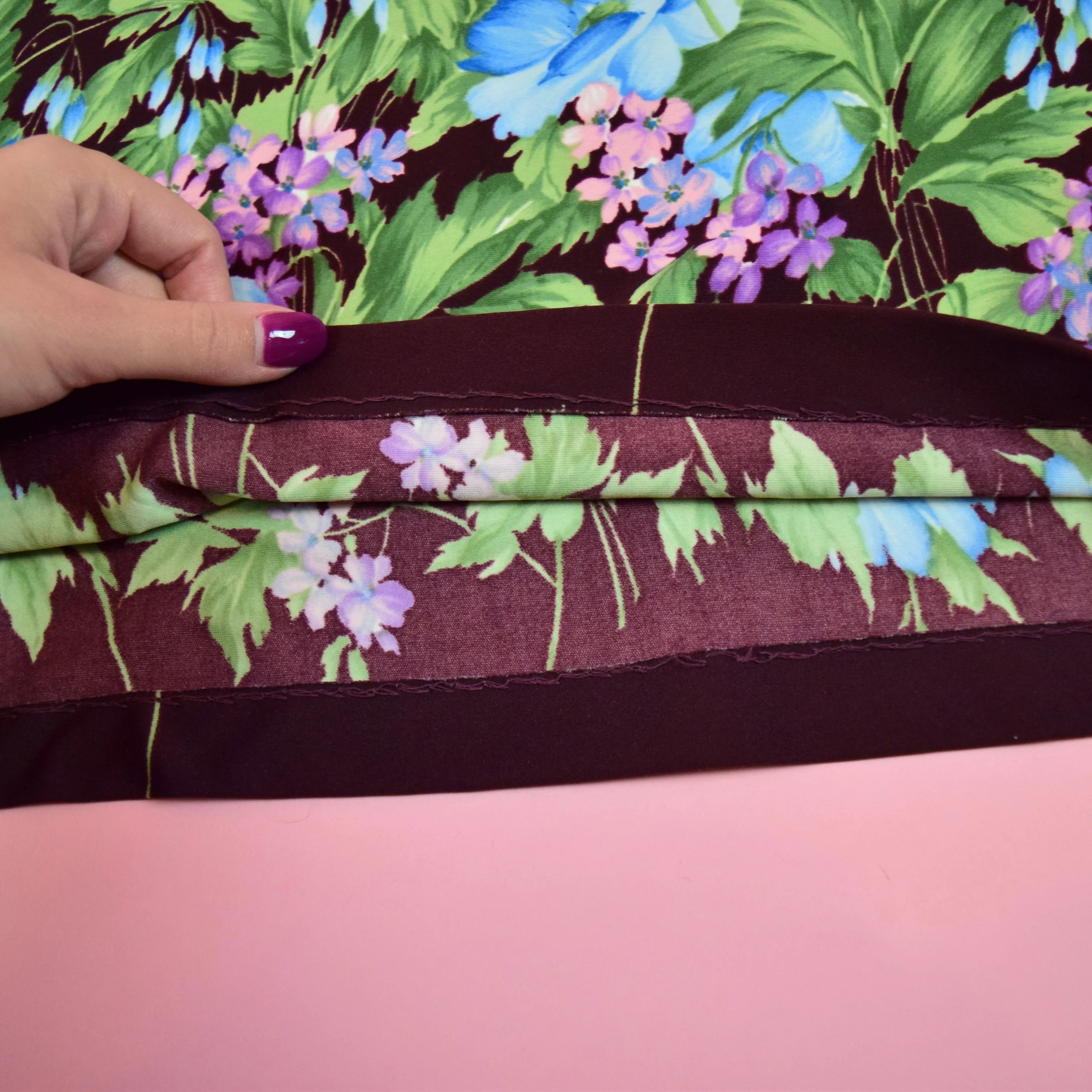 Vintage 70s Dark Red Purple Floral Tunic Blouse by Teddi of California - Image 6