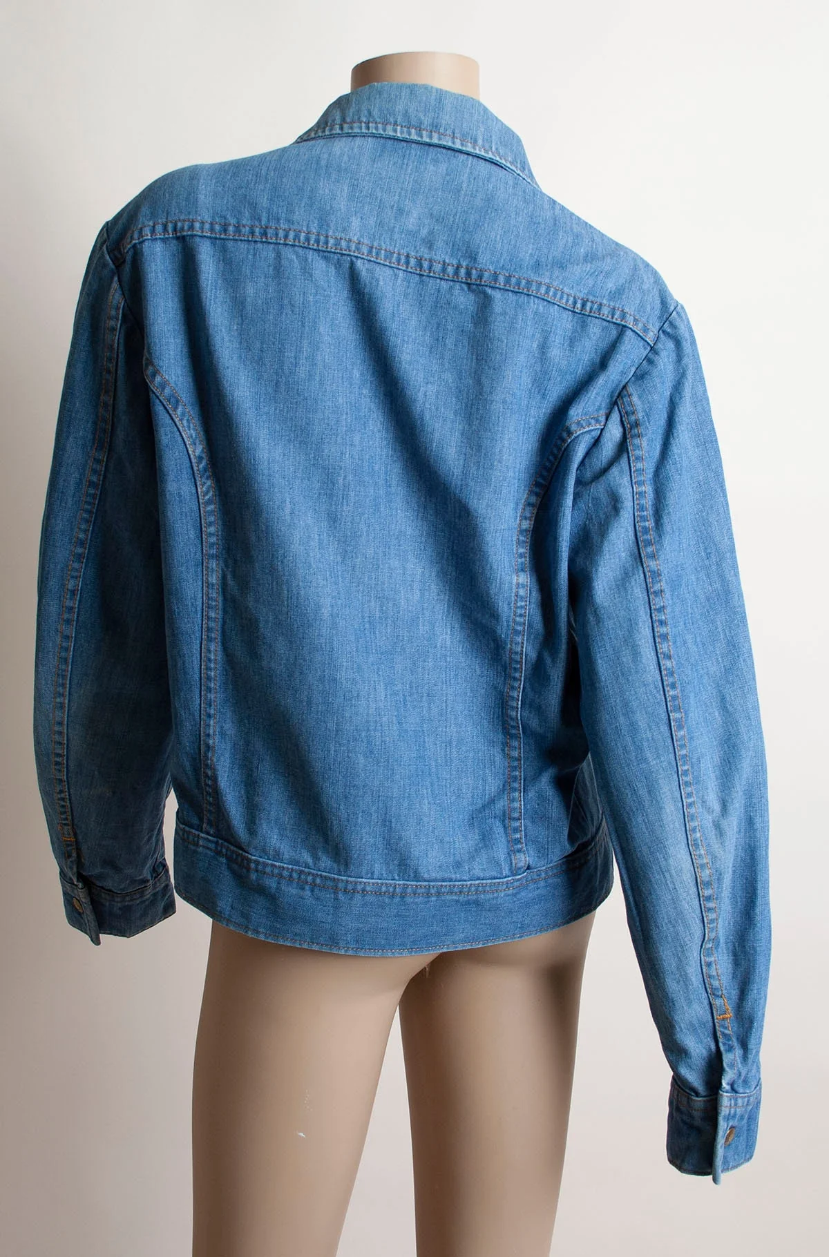 Vintage 70s Denim Jacket Et Medium Blue Jean Jacket Mens Unisex Snap Button Front Medium Large by Lee - Image 2